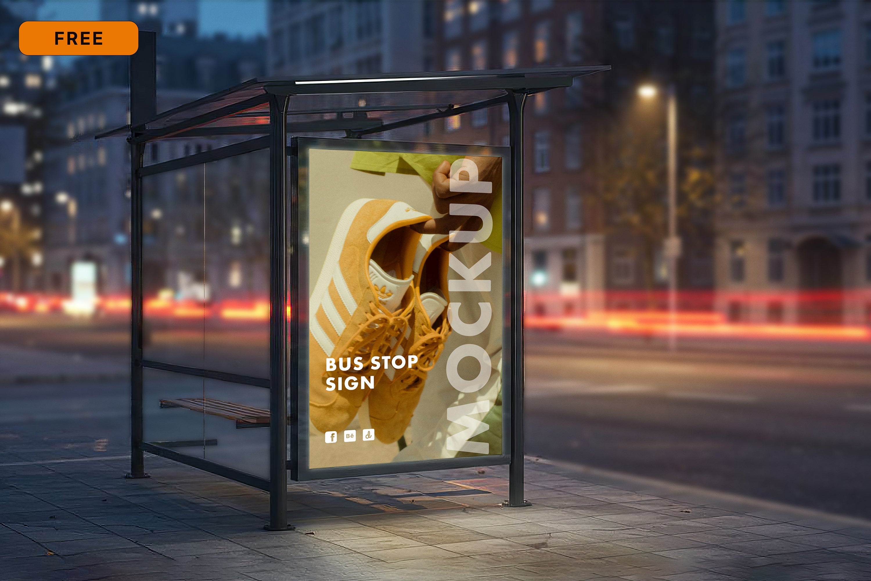 Free Bus Stop Poster Advertisement Mockup