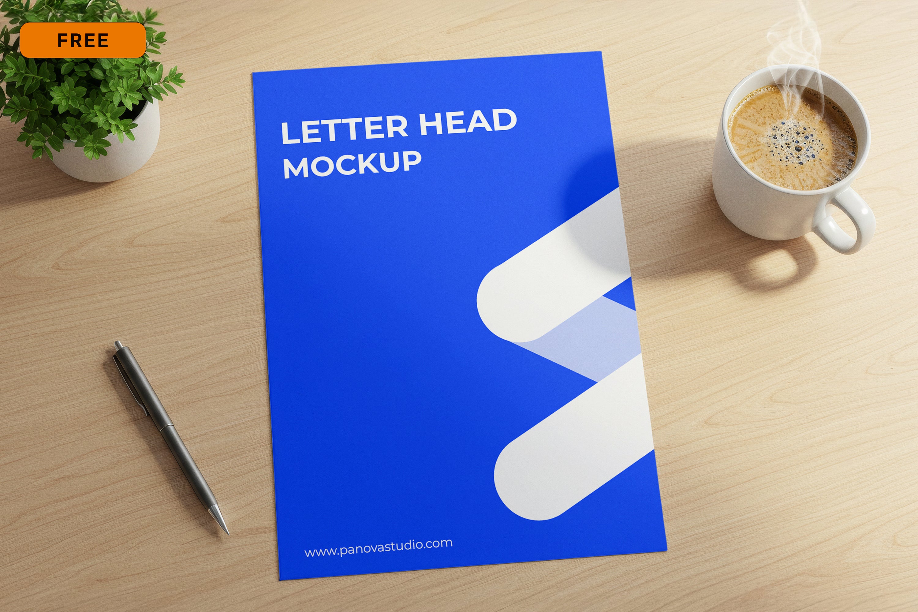 Free Letterhead on Office Desk Mockup