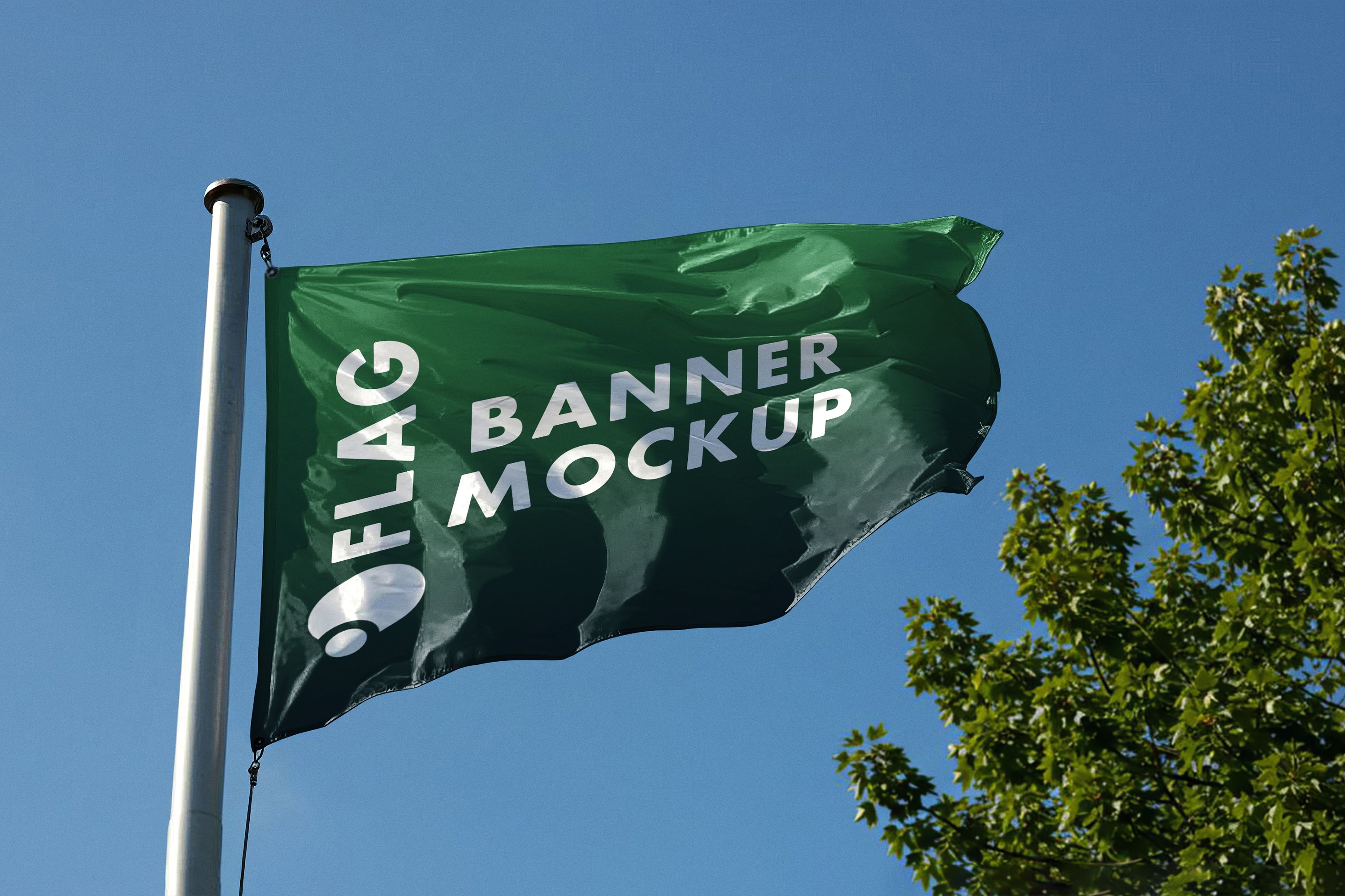 Free Outdoor Flag Banner Mockup