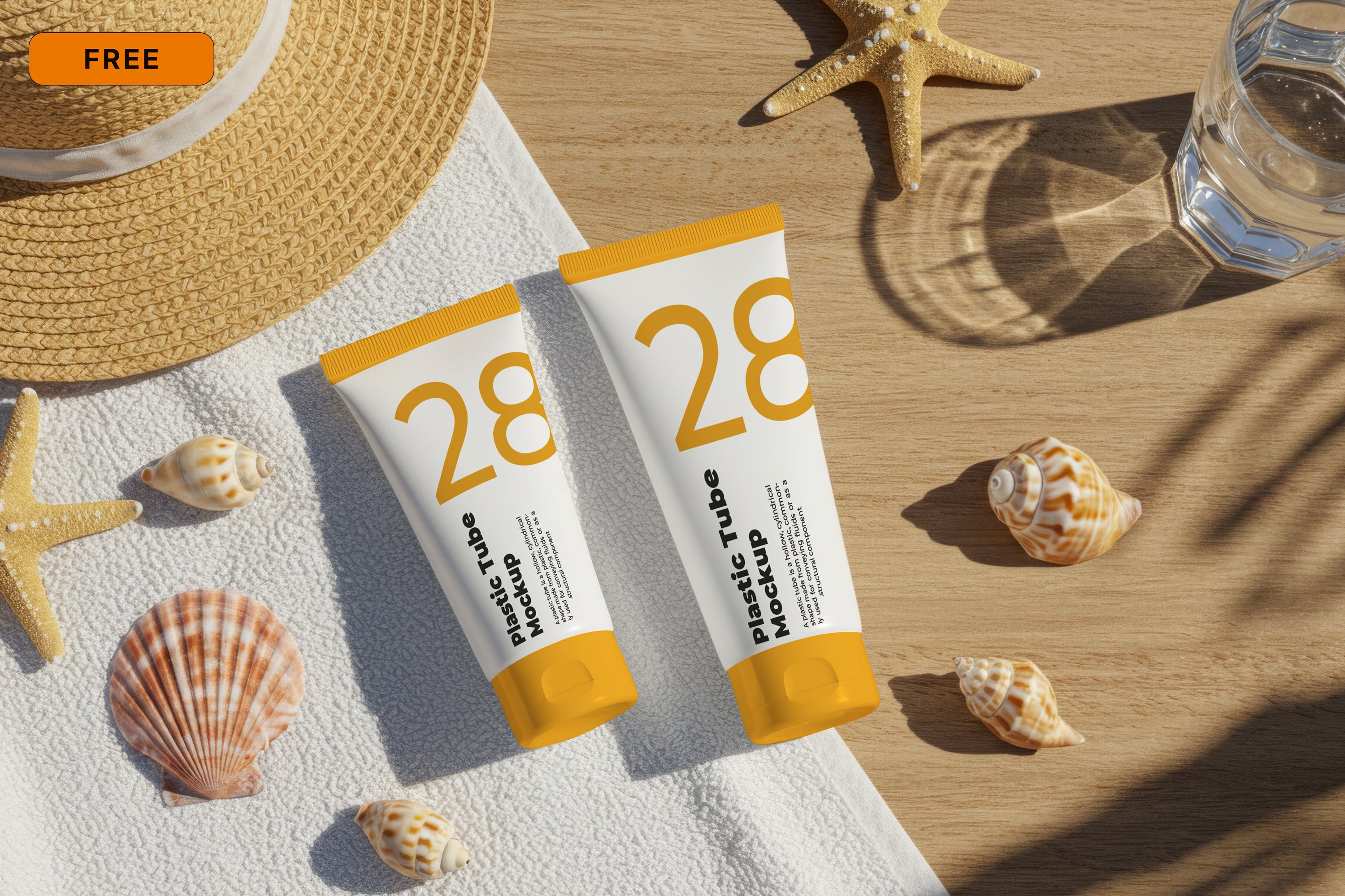 Free Tube on White Towel Mockup