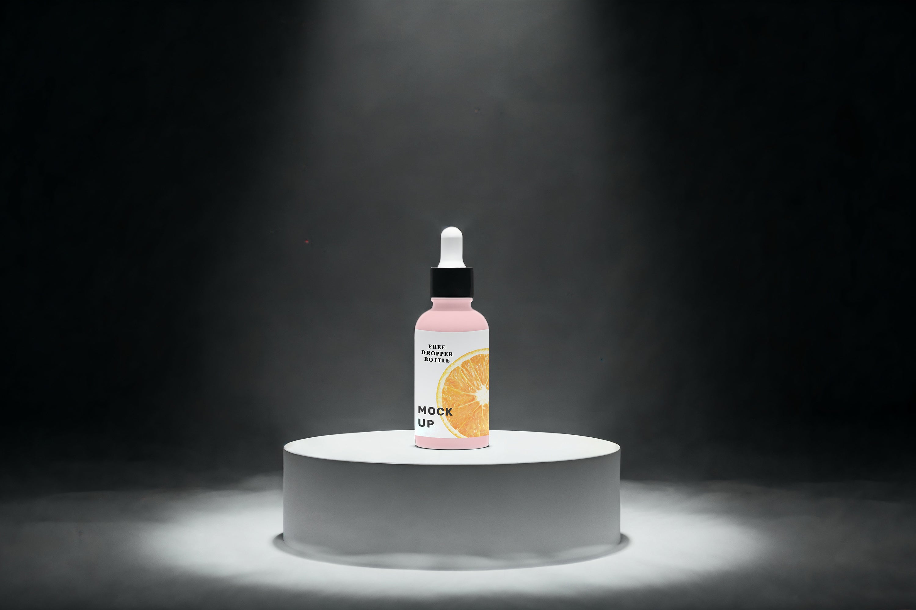 Free Smoky Spotlight Dropper Bottle on Pedestal Mockup