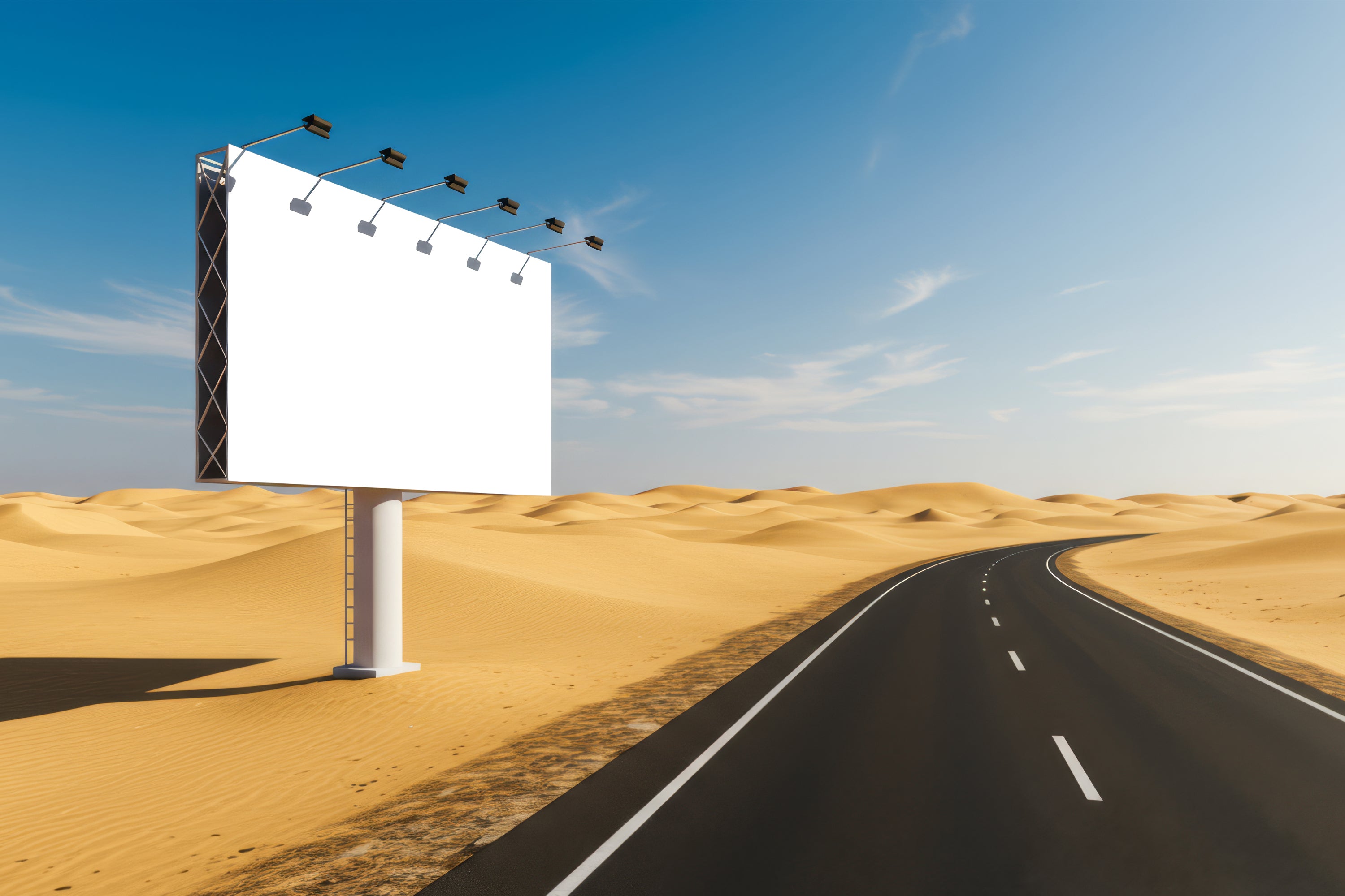 Free Billboard in Desert Dunes Mockup