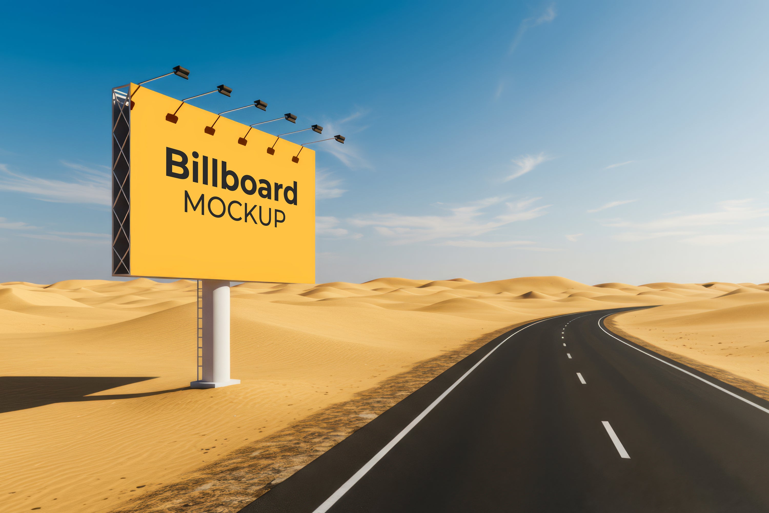 Free Billboard in Desert Dunes Mockup