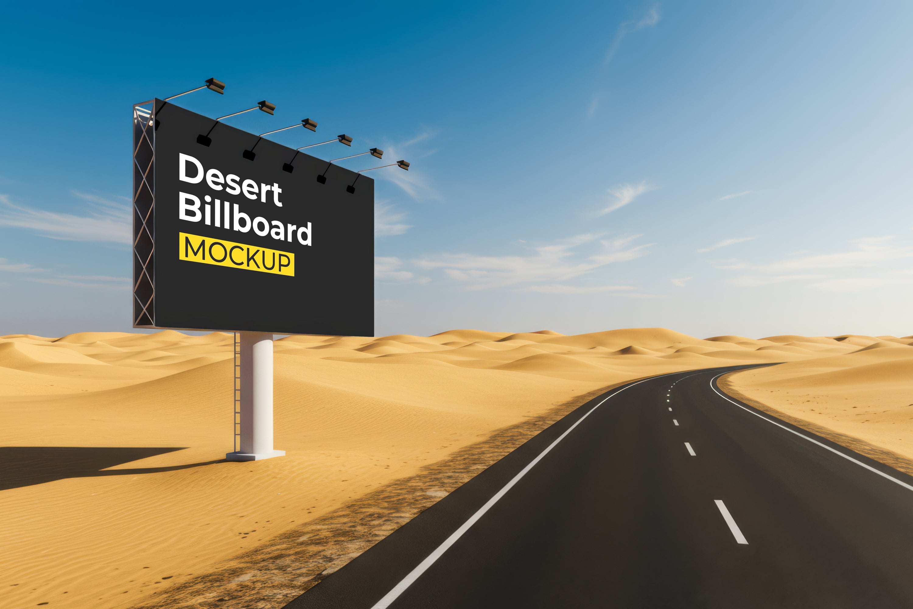 Free Billboard in Desert Dunes Mockup