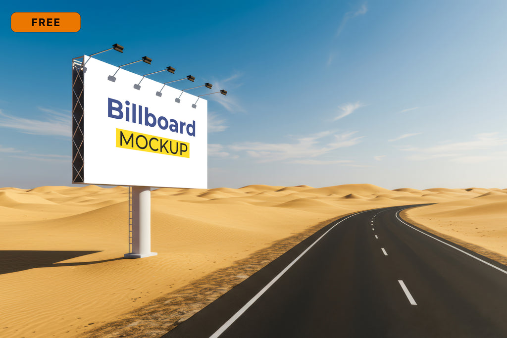 Free Billboard in Desert Dunes Mockup