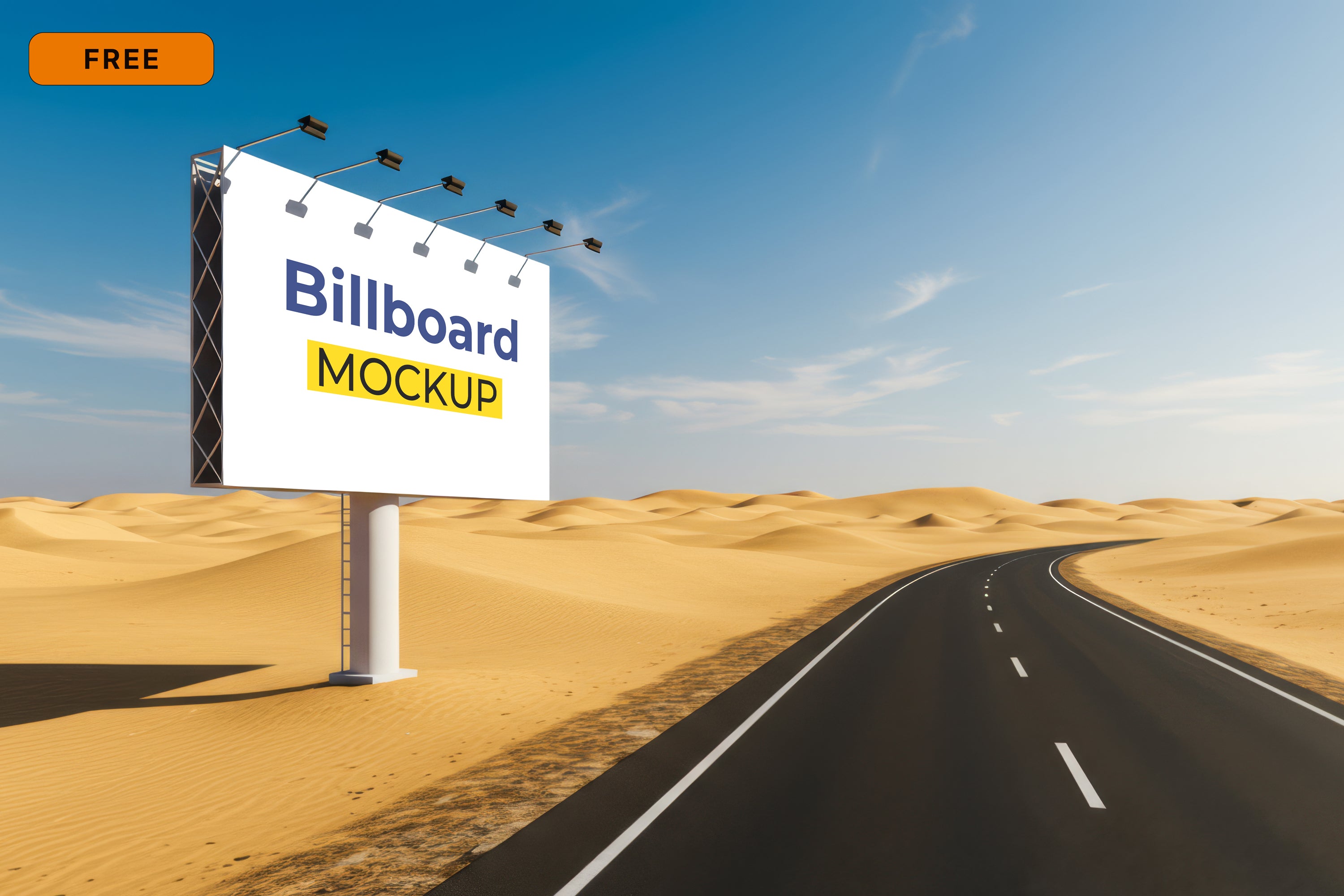 Free Billboard in Desert Dunes Mockup