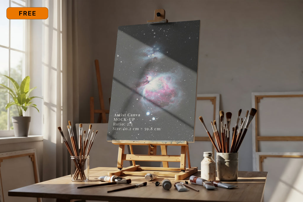 Free Blank Canva in Artist Studio Mockup