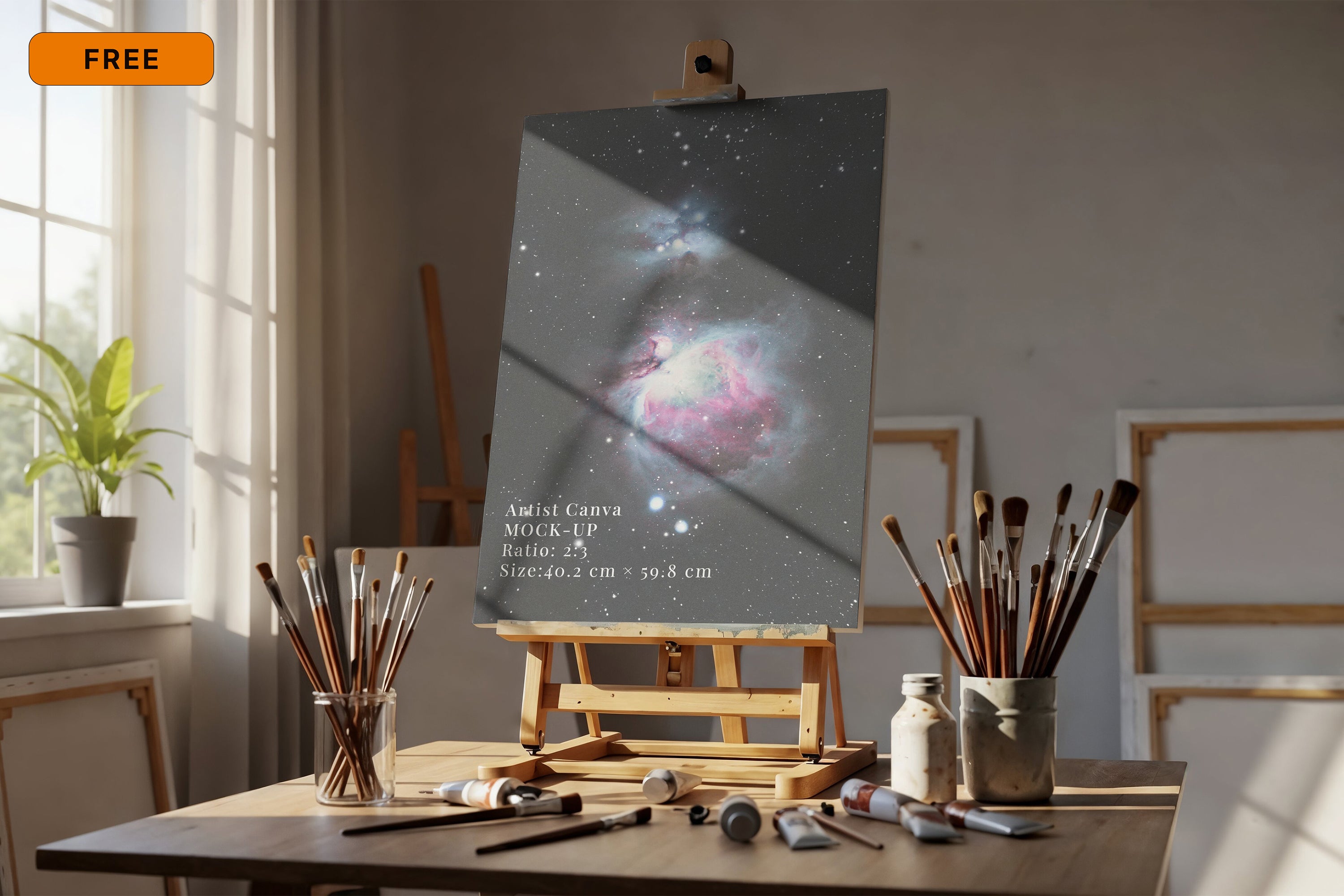Free Blank Canva in Artist Studio Mockup