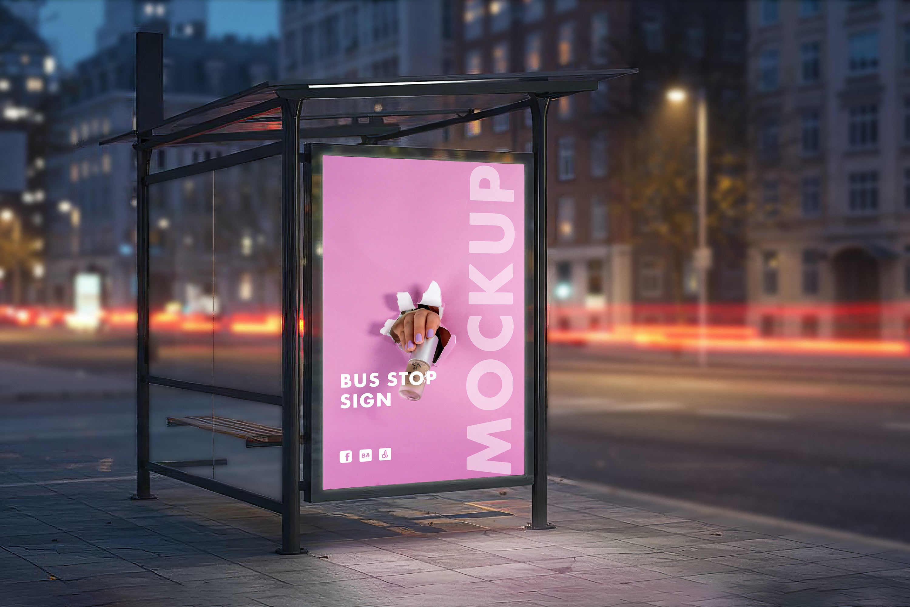 Free Bus Stop Poster Advertisement Mockup