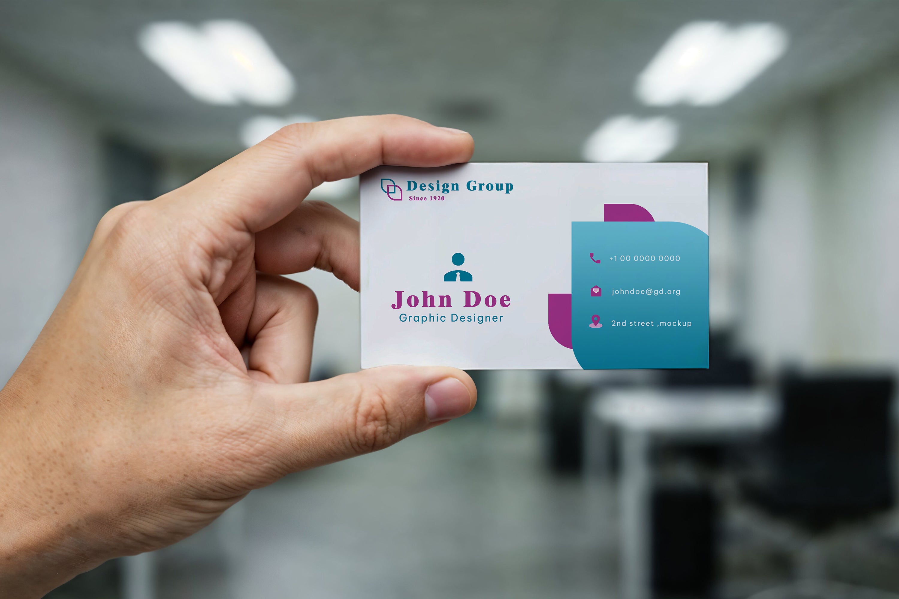 Free Business Card Held in Hand Mockup