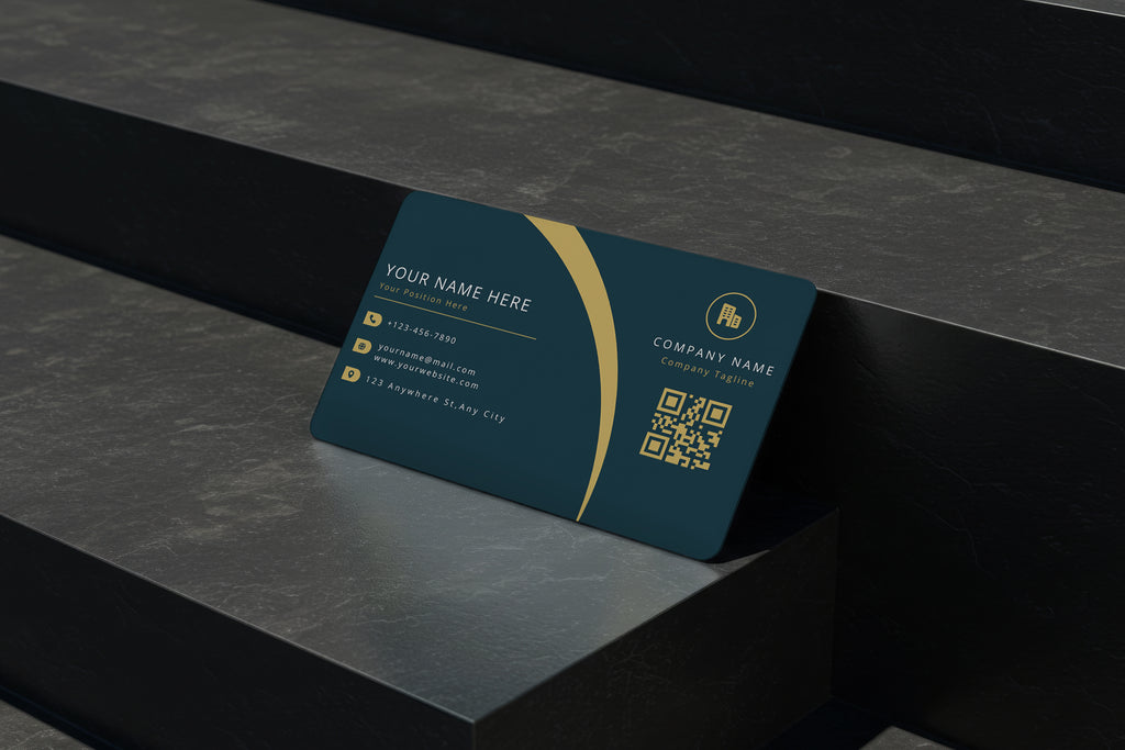 Free Business Card on Dark Steps Mockup