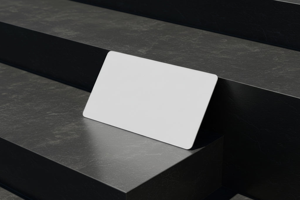 Free Business Card on Dark Steps Mockup