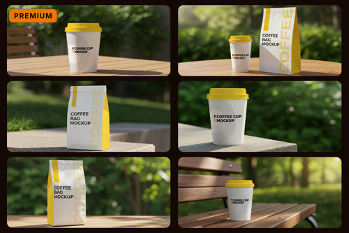 Premium Coffee Cup & Bag Mockups Bundle