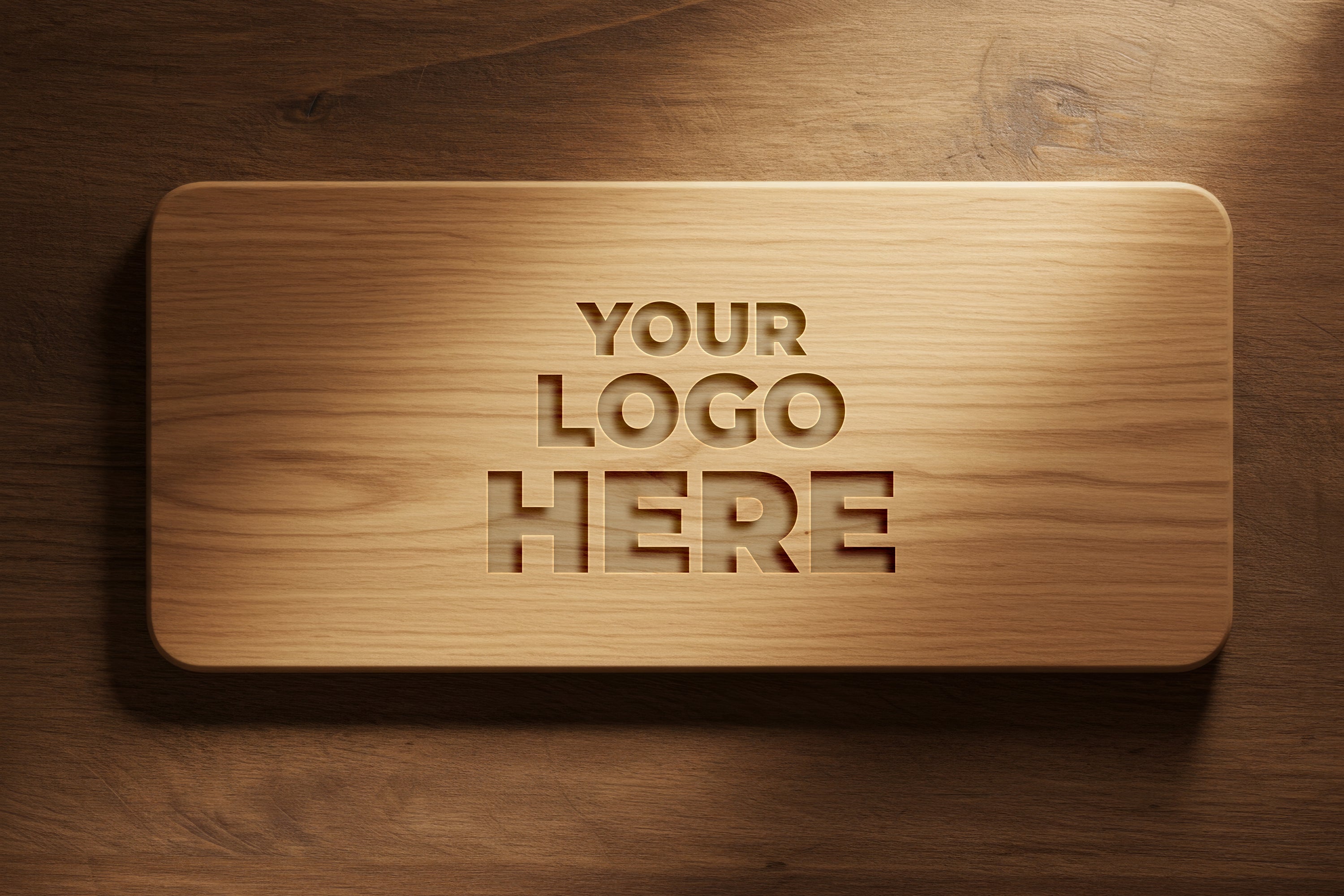 Free Engraved Logo on Wood Mockup