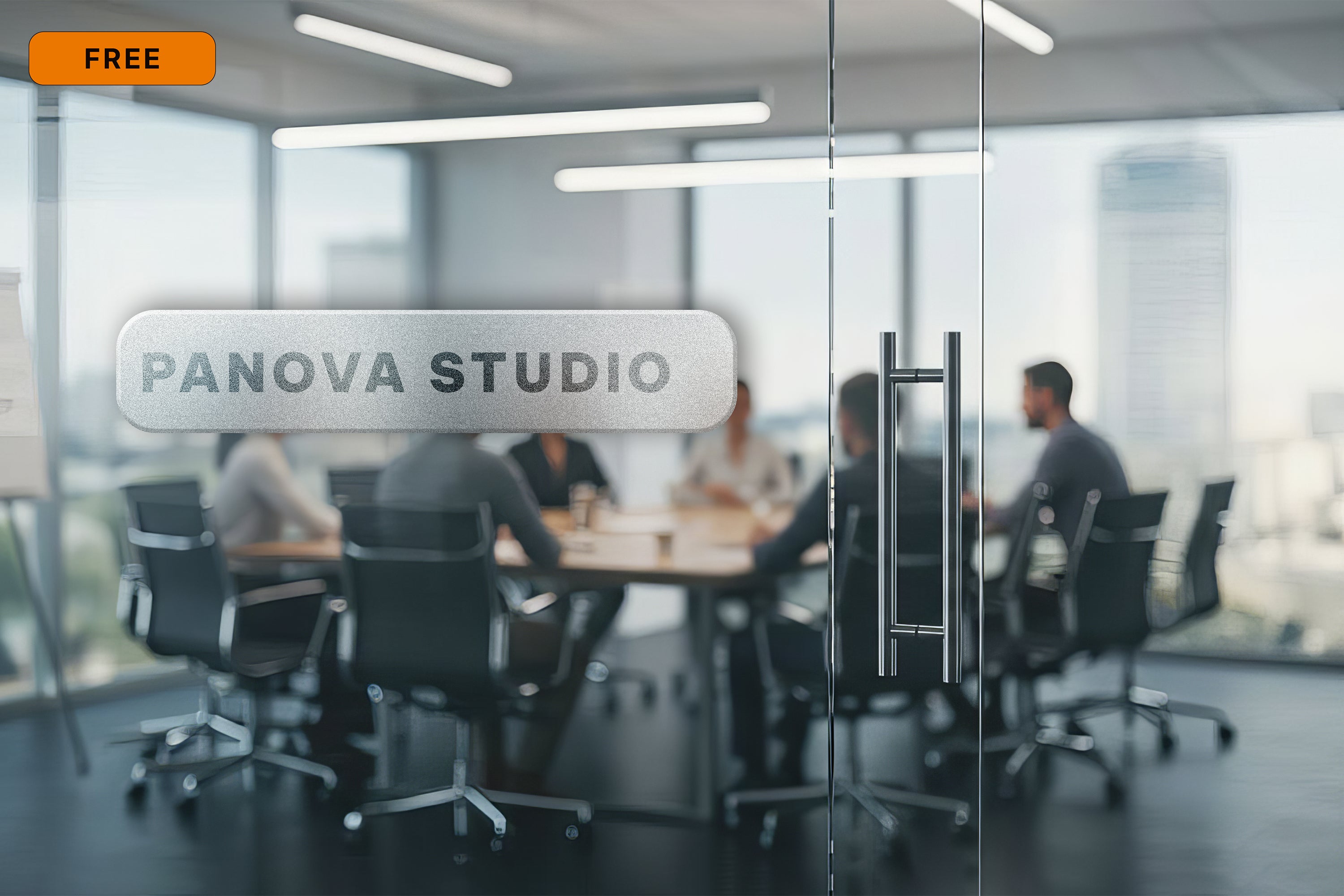 Free Etched Logo on Glass Panel Mockup