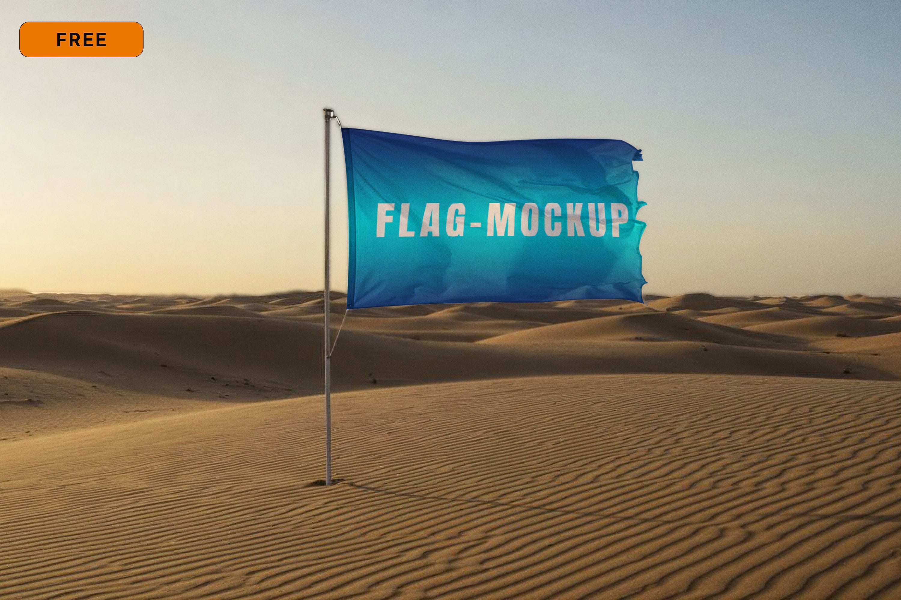 Free Flag Banner in Desert Wind Mockup