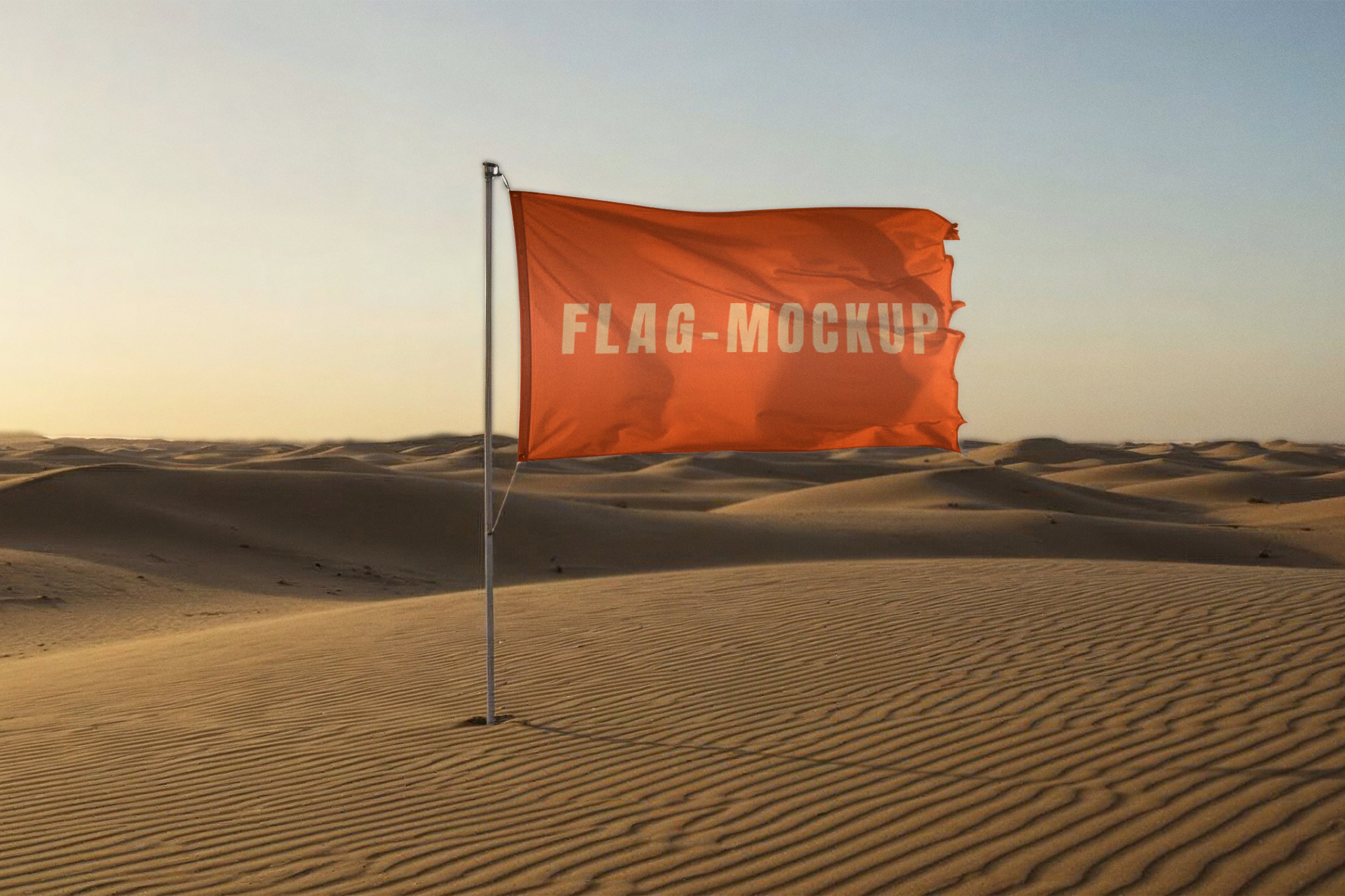 Free Flag Banner in Desert Wind Mockup