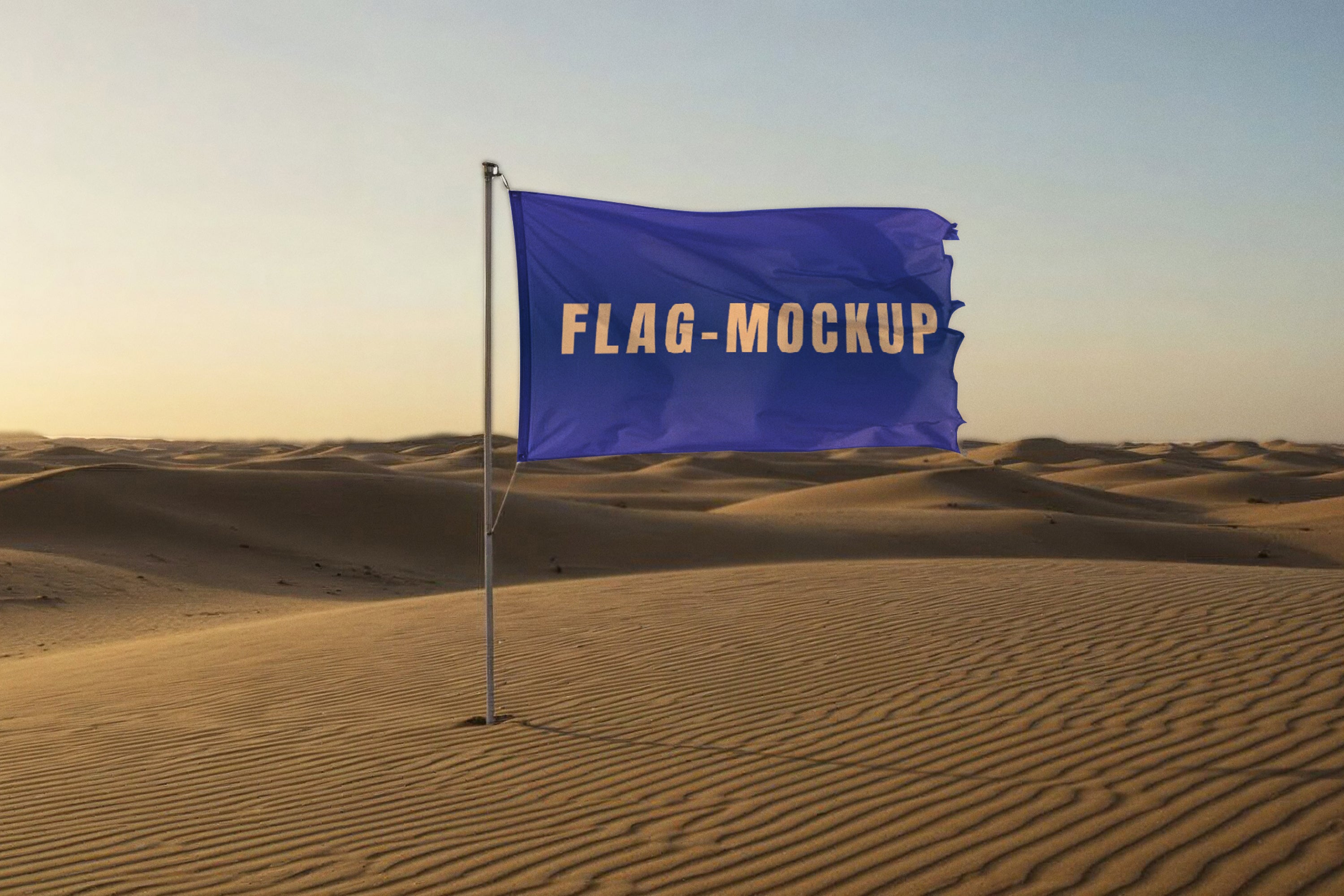 Free Flag Banner in Desert Wind Mockup