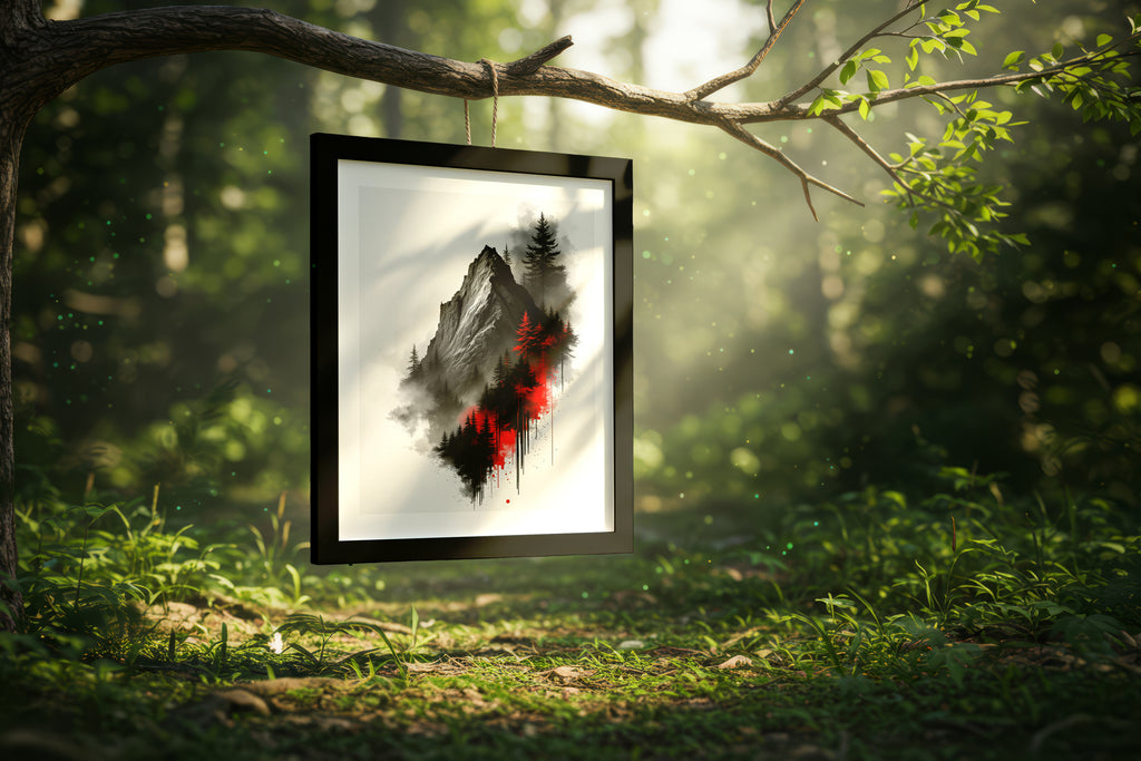 Free Frame in Forest Clearing Mockup