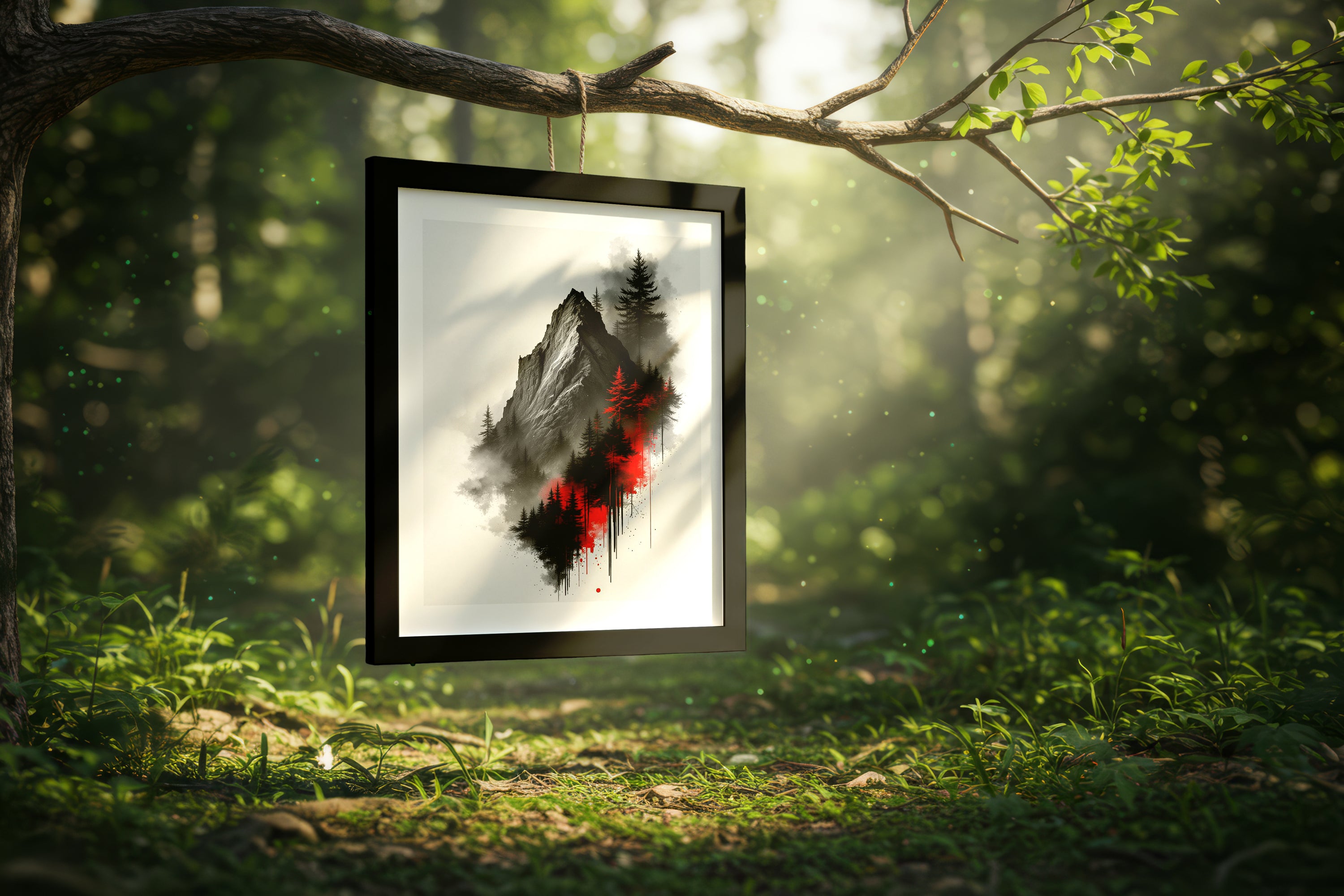 Free Frame in Forest Clearing Mockup