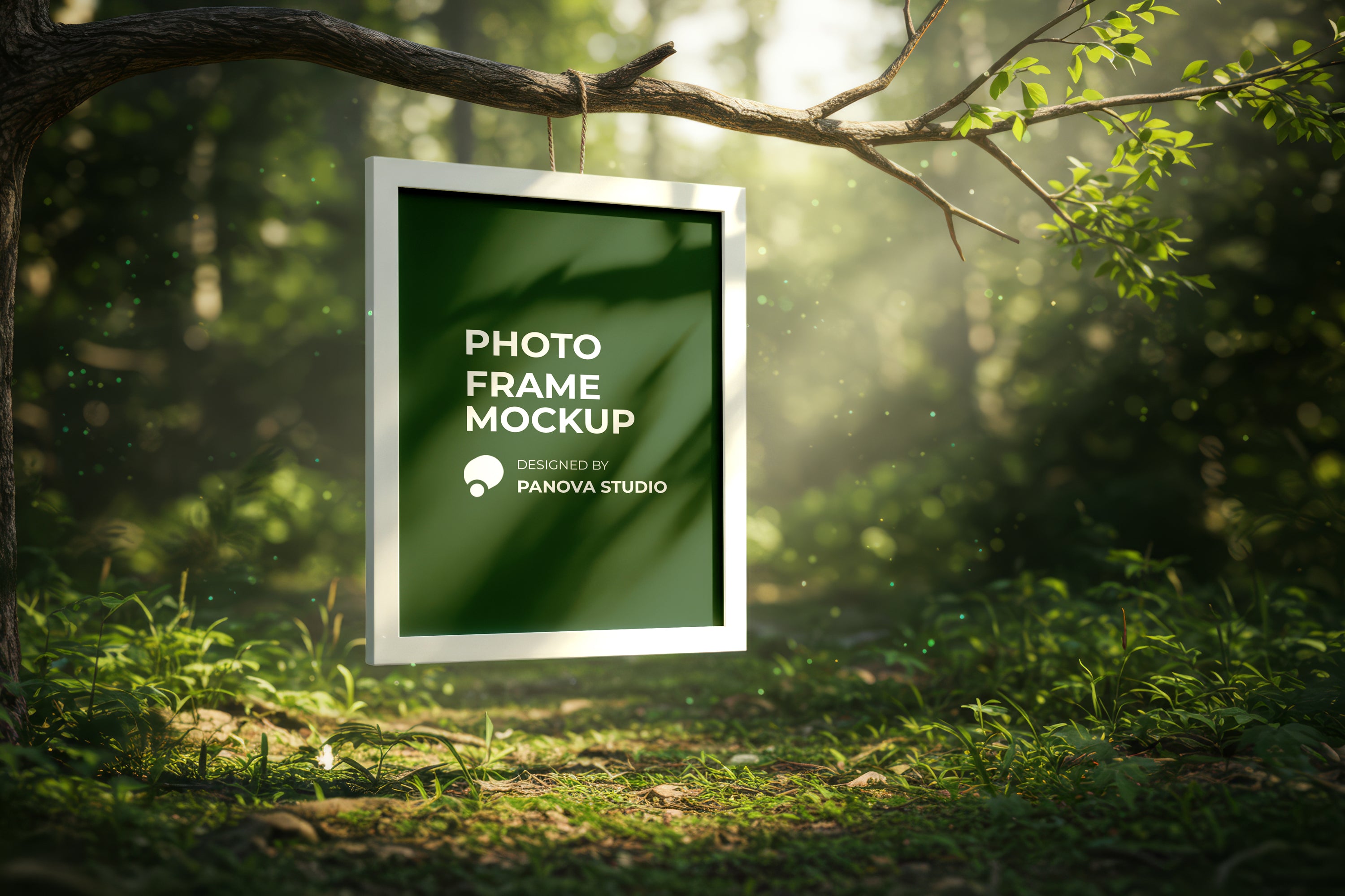 Free Frame in Forest Clearing Mockup