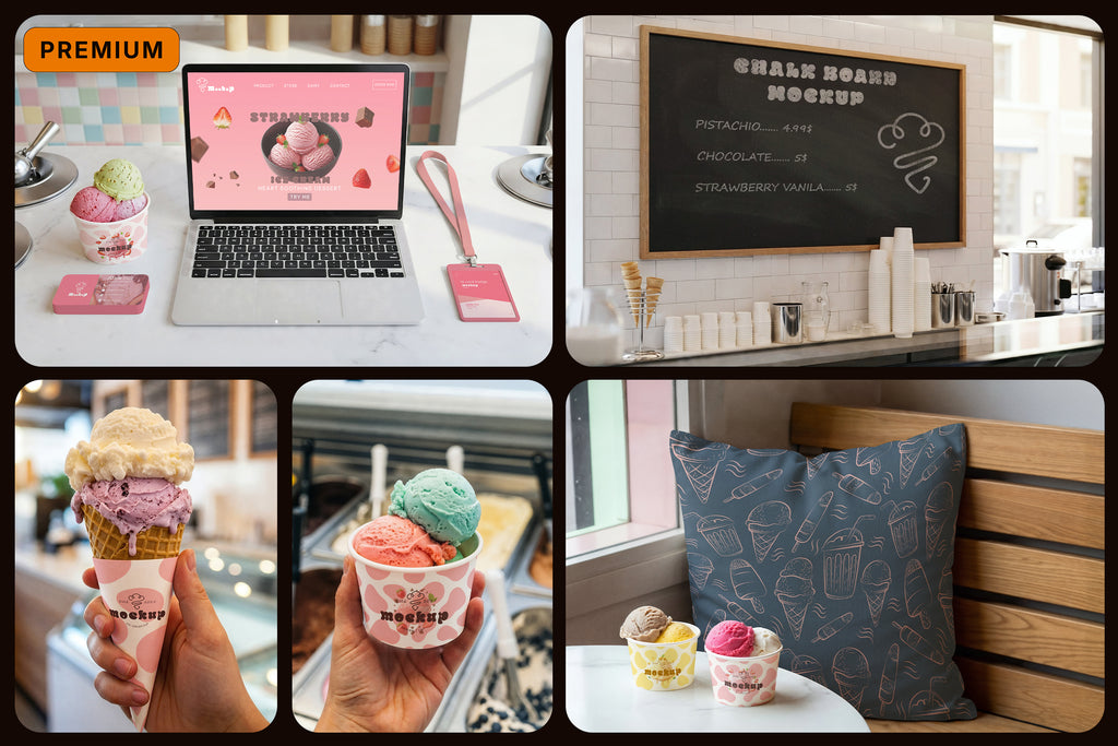 Premium Ice Cream Branding Mockups