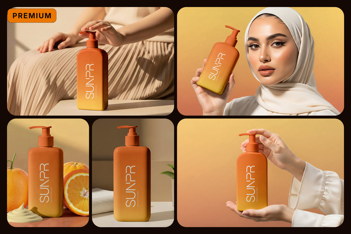 Premium Sunscreen Bump Bottle Collection Mockups