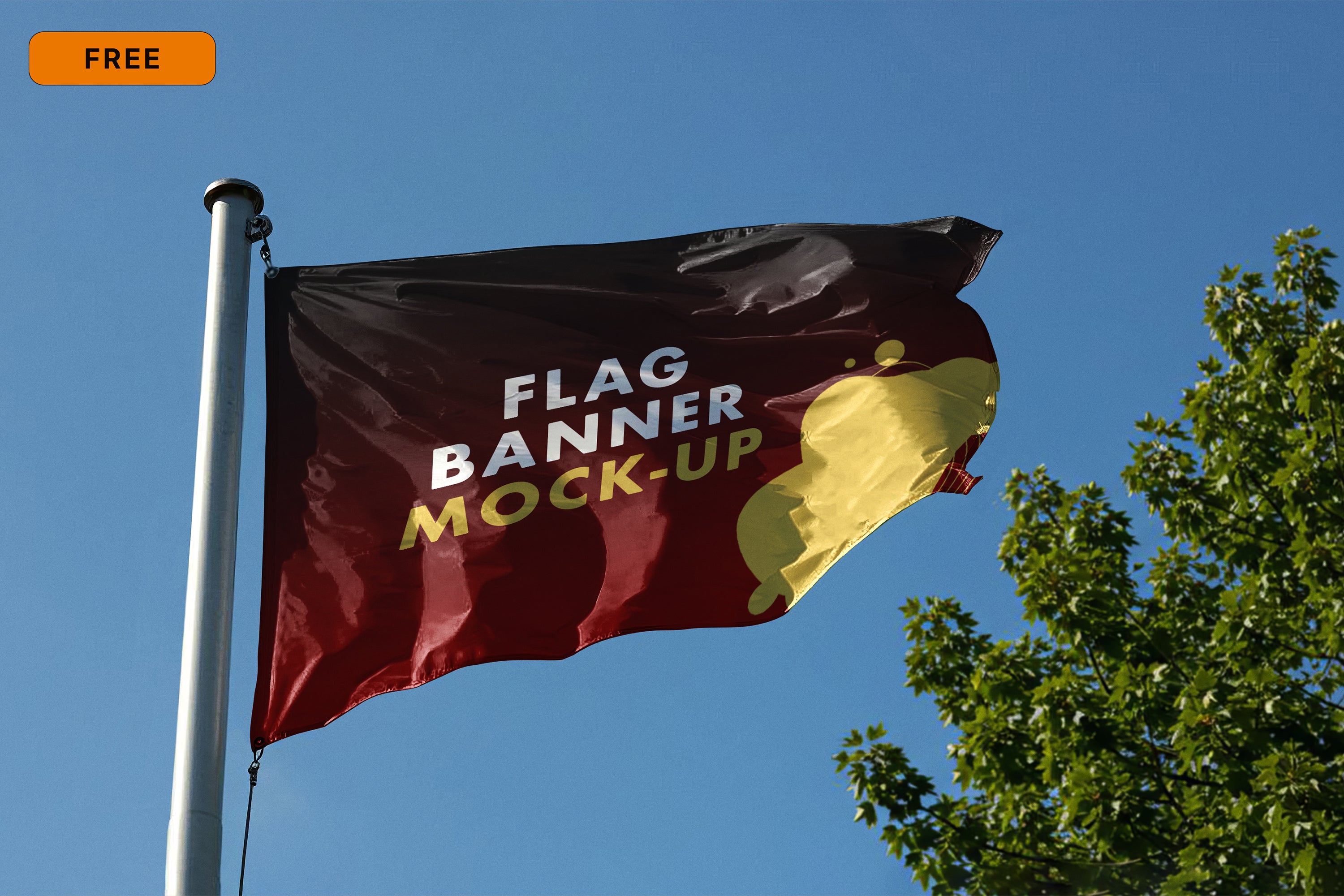 Free Outdoor Flag Banner Mockup