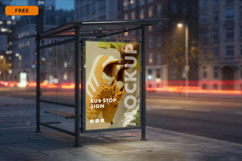 Free Bus Stop Poster Advertisement Mockup