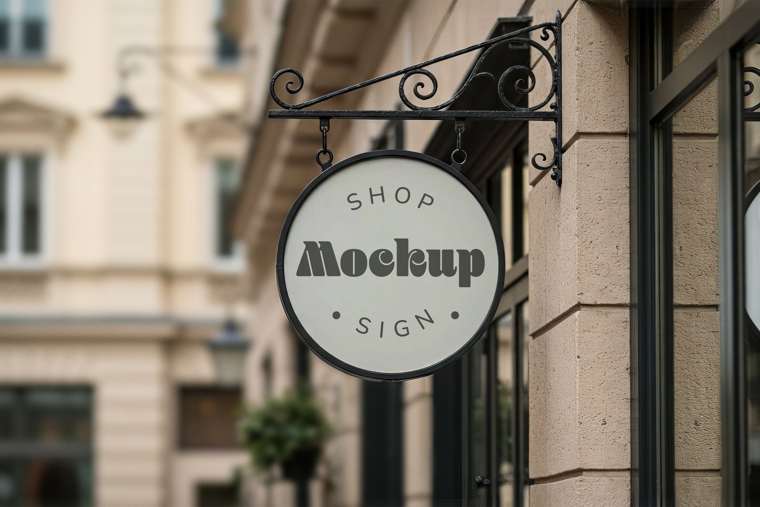 Free Hanging Shop Sign Mockup