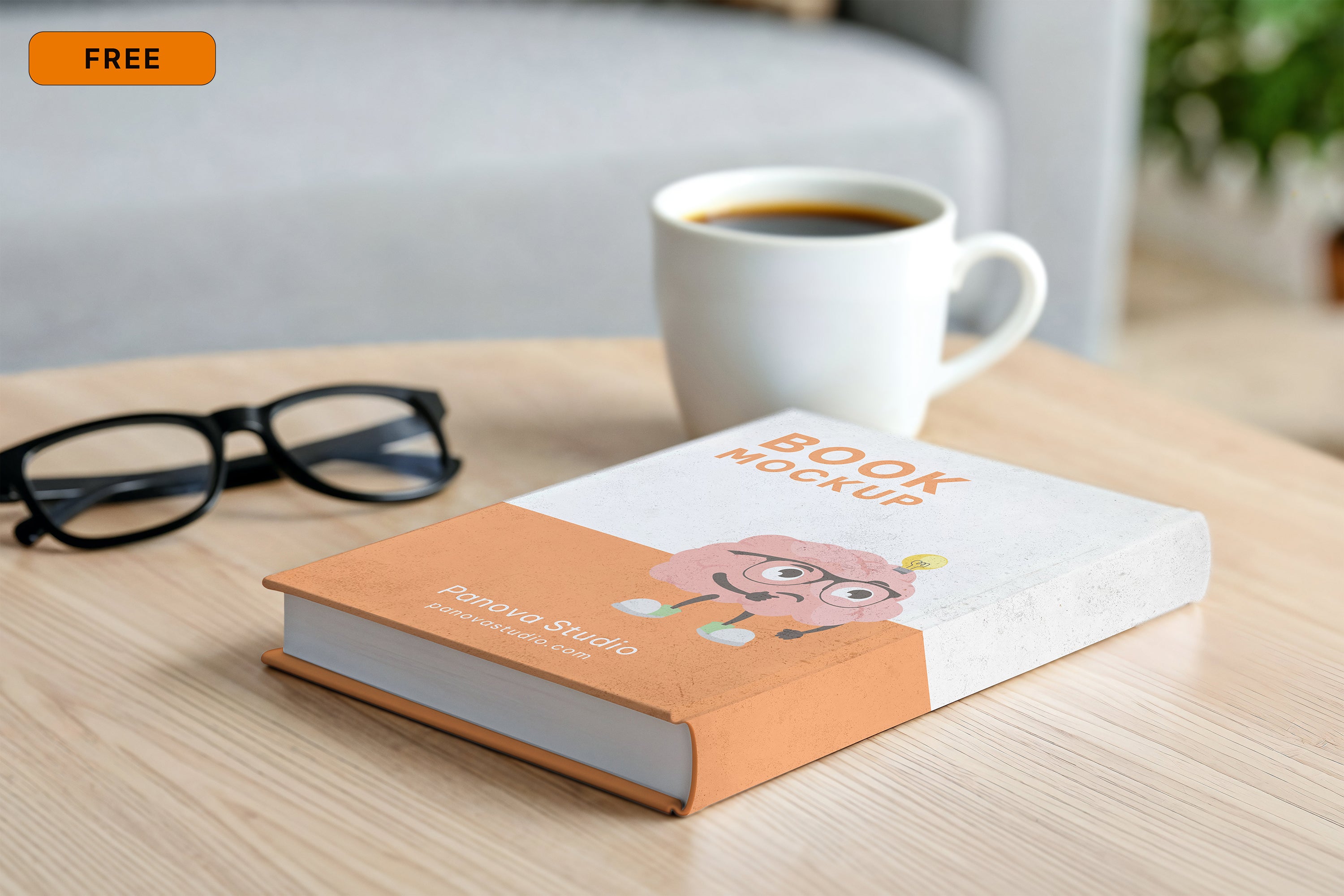 Free Hardcover Book on Table Mockup