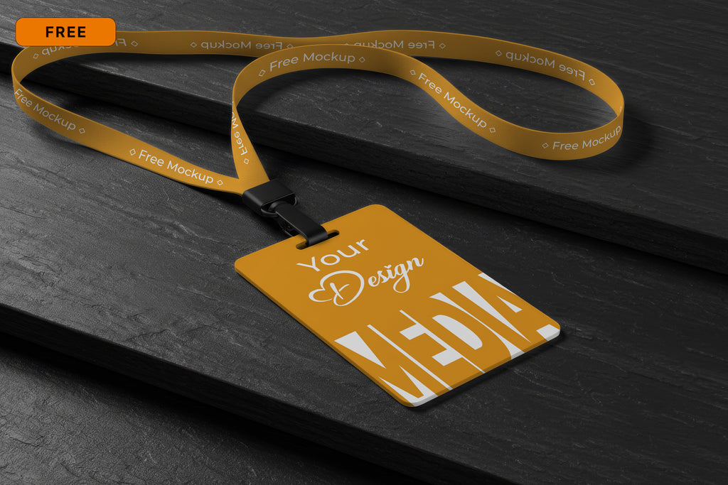 Free ID Card on Dark Steps Mockup