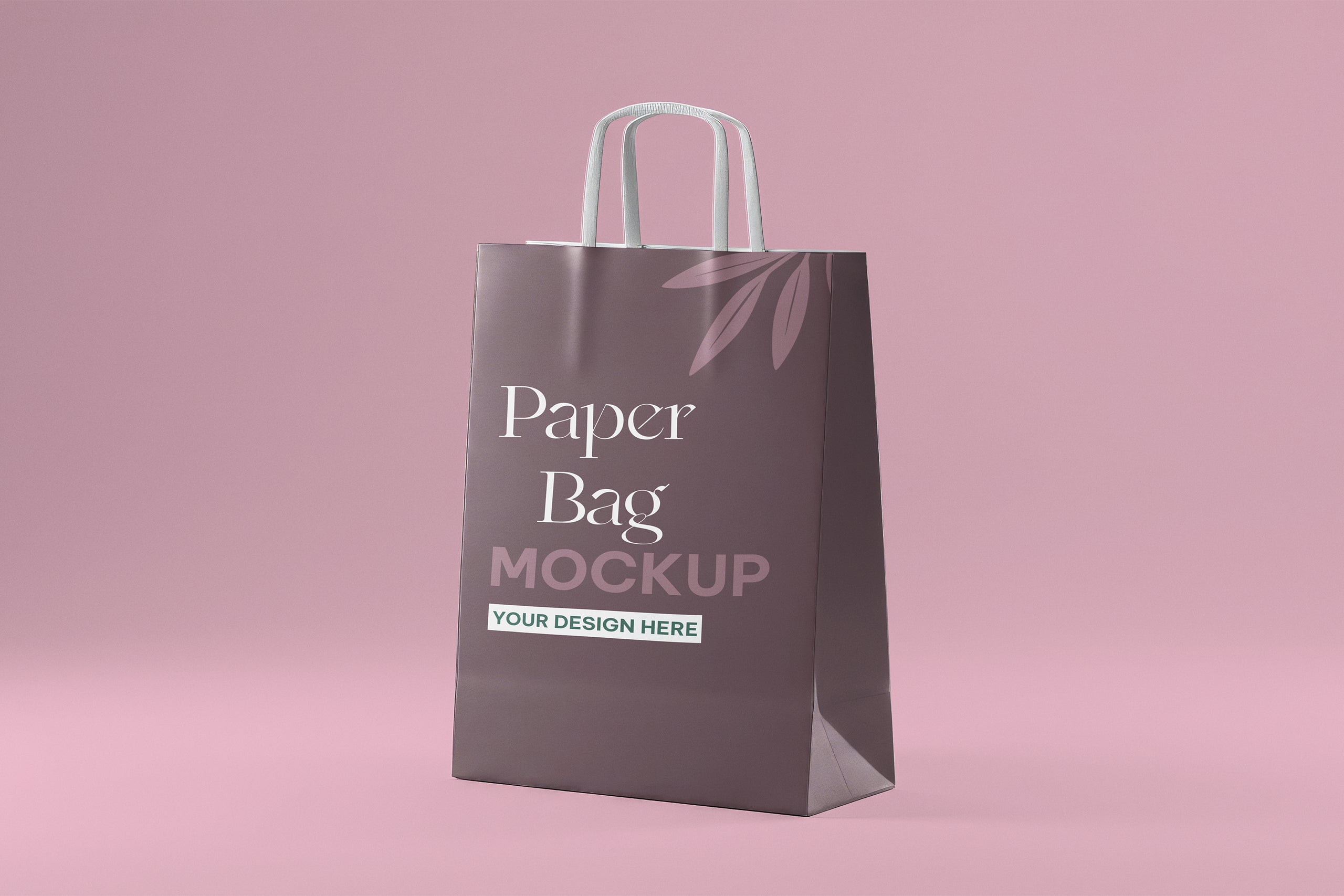 Free Kraft Paper Bag Mockup PSD, clean studio scene, Smart Object