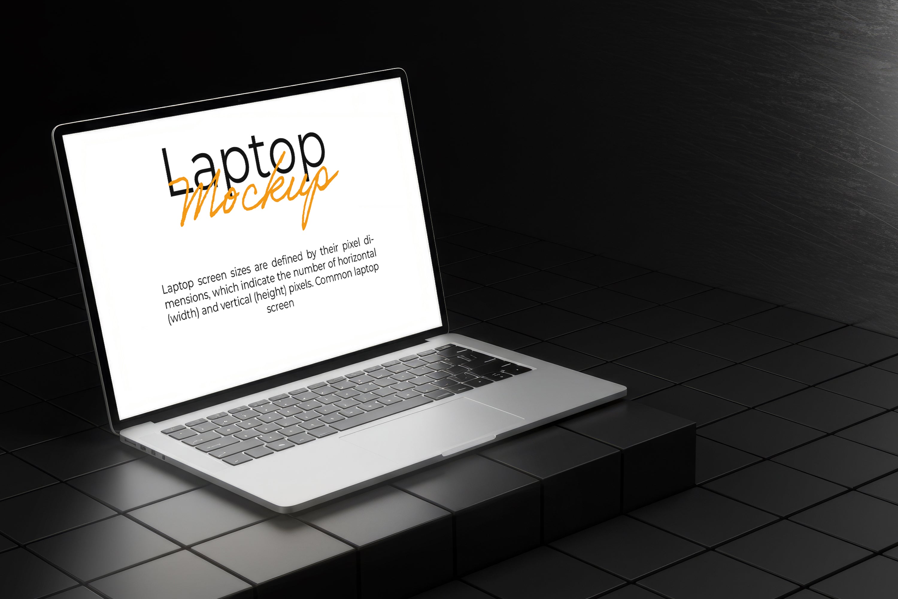 Free Side View of Laptop on Dark Box Mockup