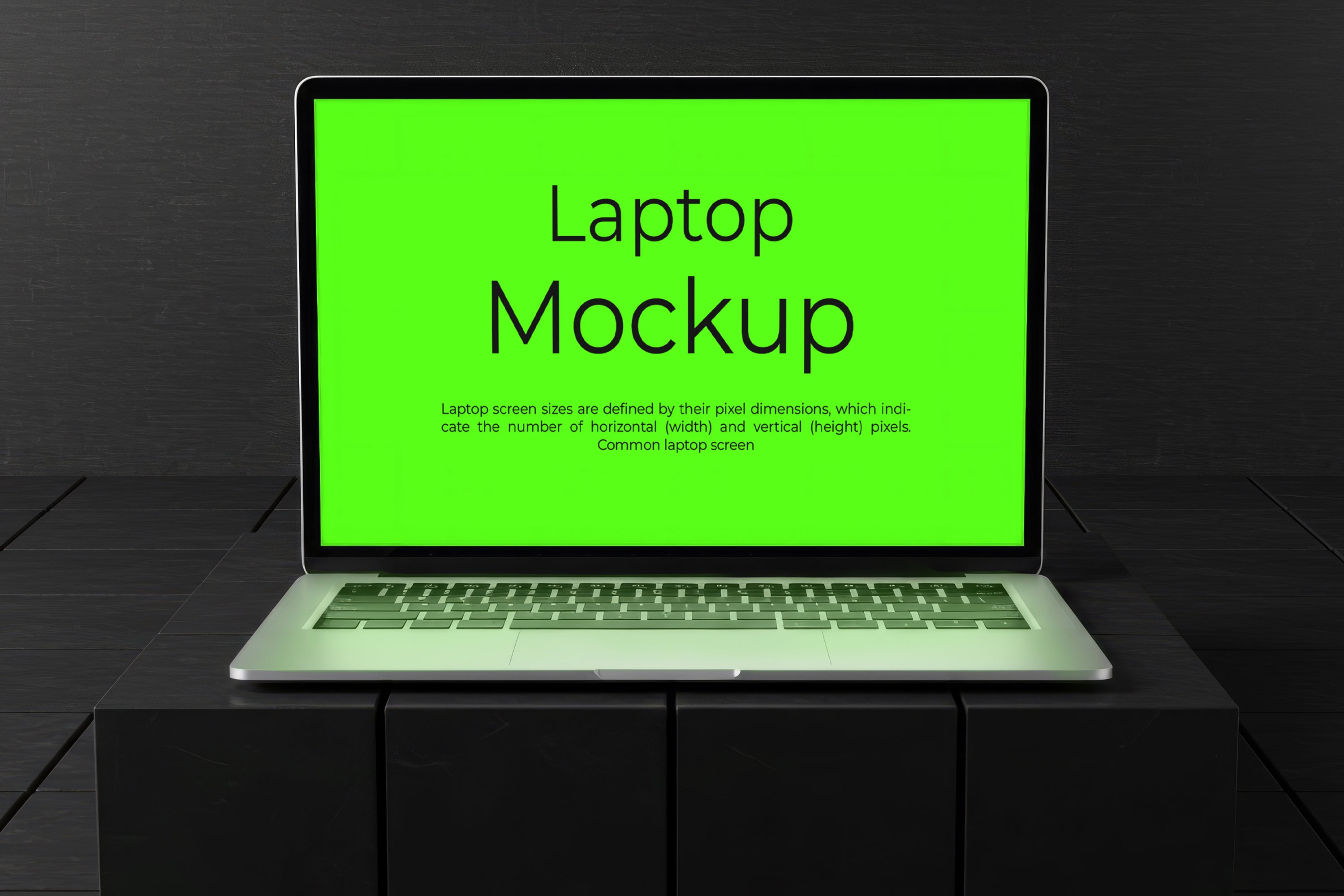 Free Laptop on Dark Box Mockup