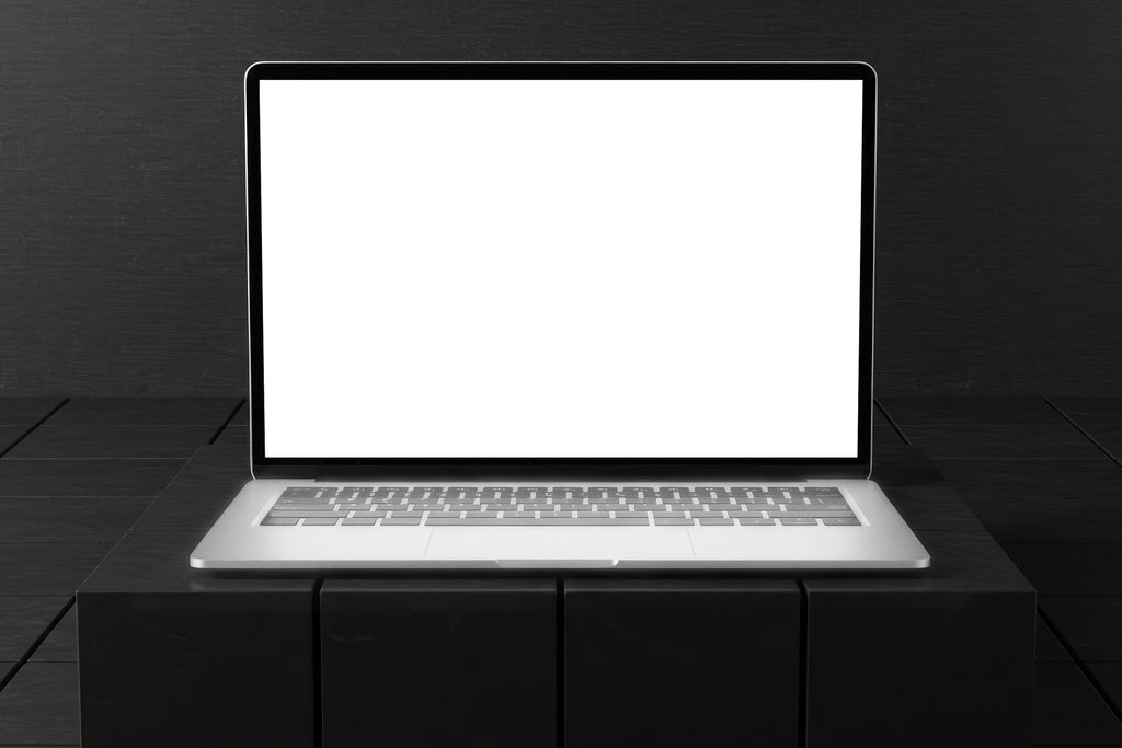 Free Laptop on Dark Box Mockup