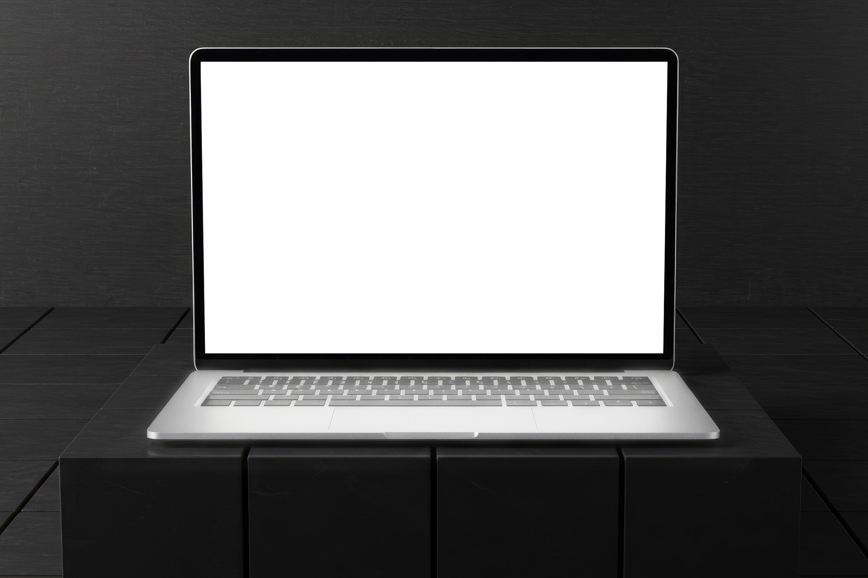 Free Laptop on Dark Box Mockup