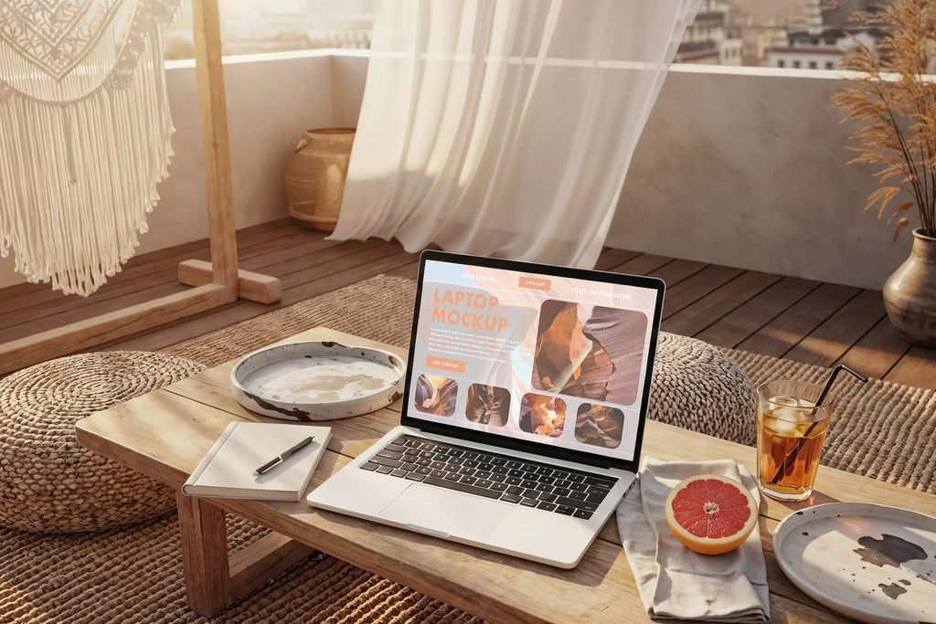 Premium Devices in Cozy Indoor Balcony Lounge Mockups