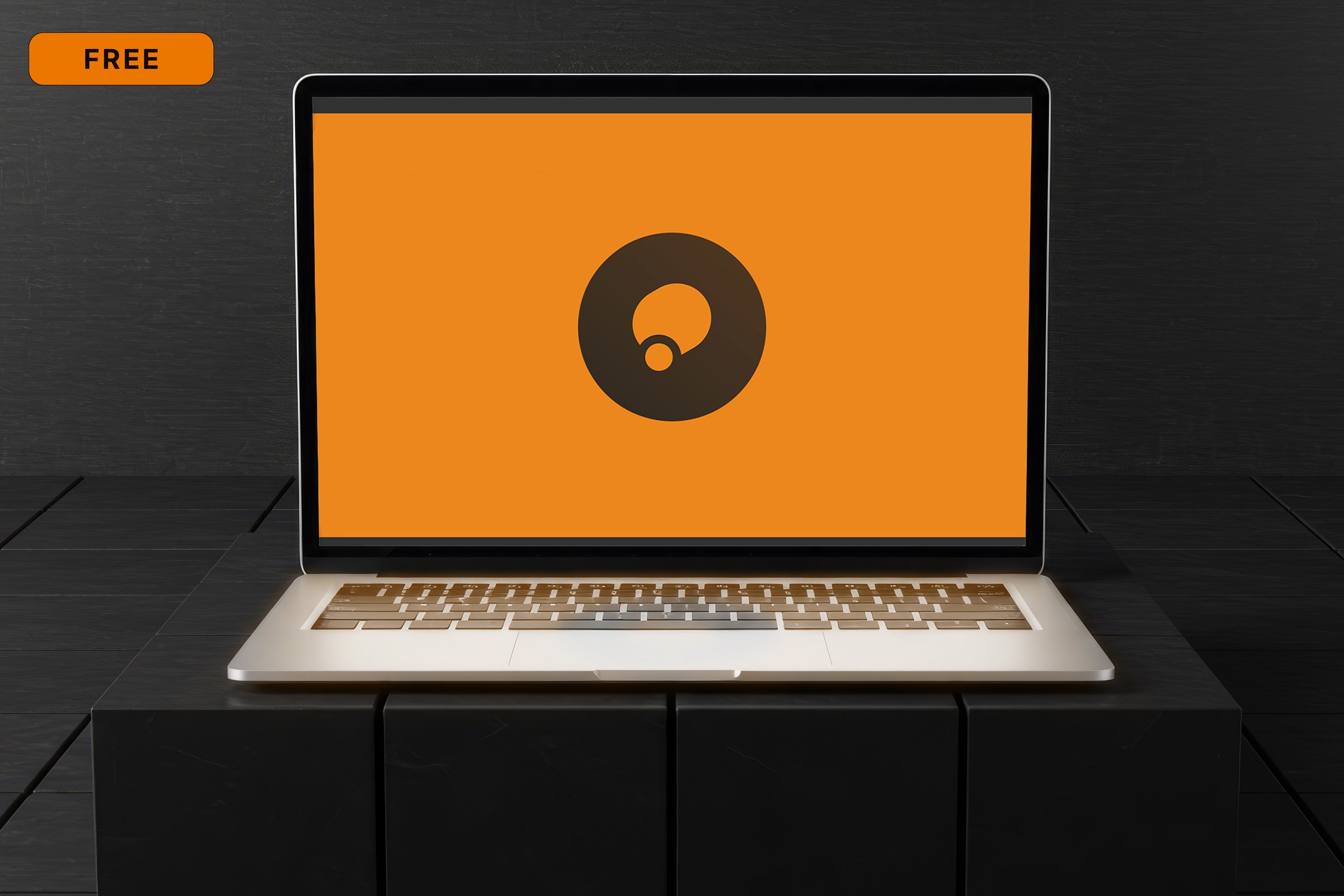 Free Laptop on Dark Box Mockup
