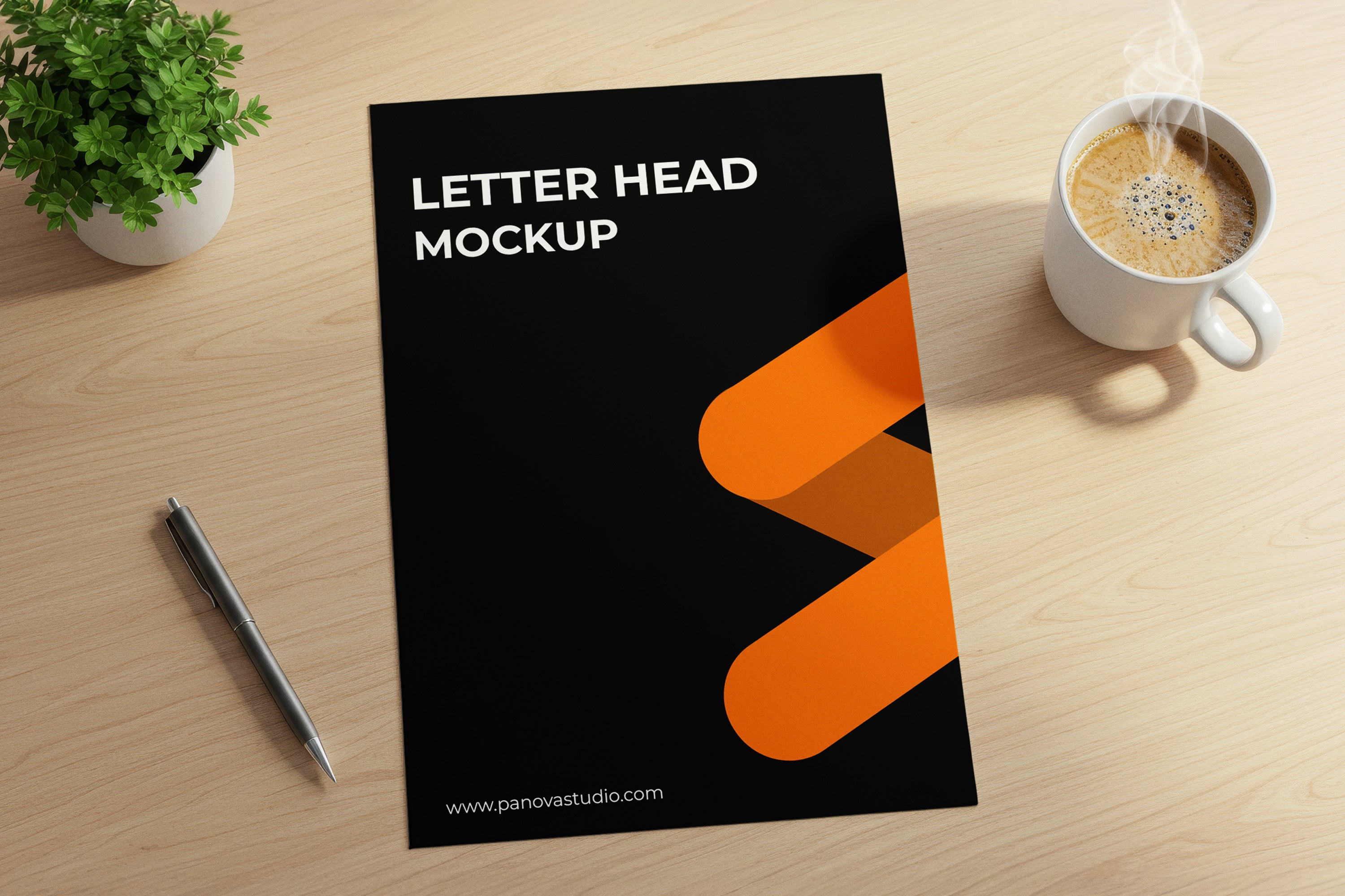 Free Letterhead on Office Desk Mockup