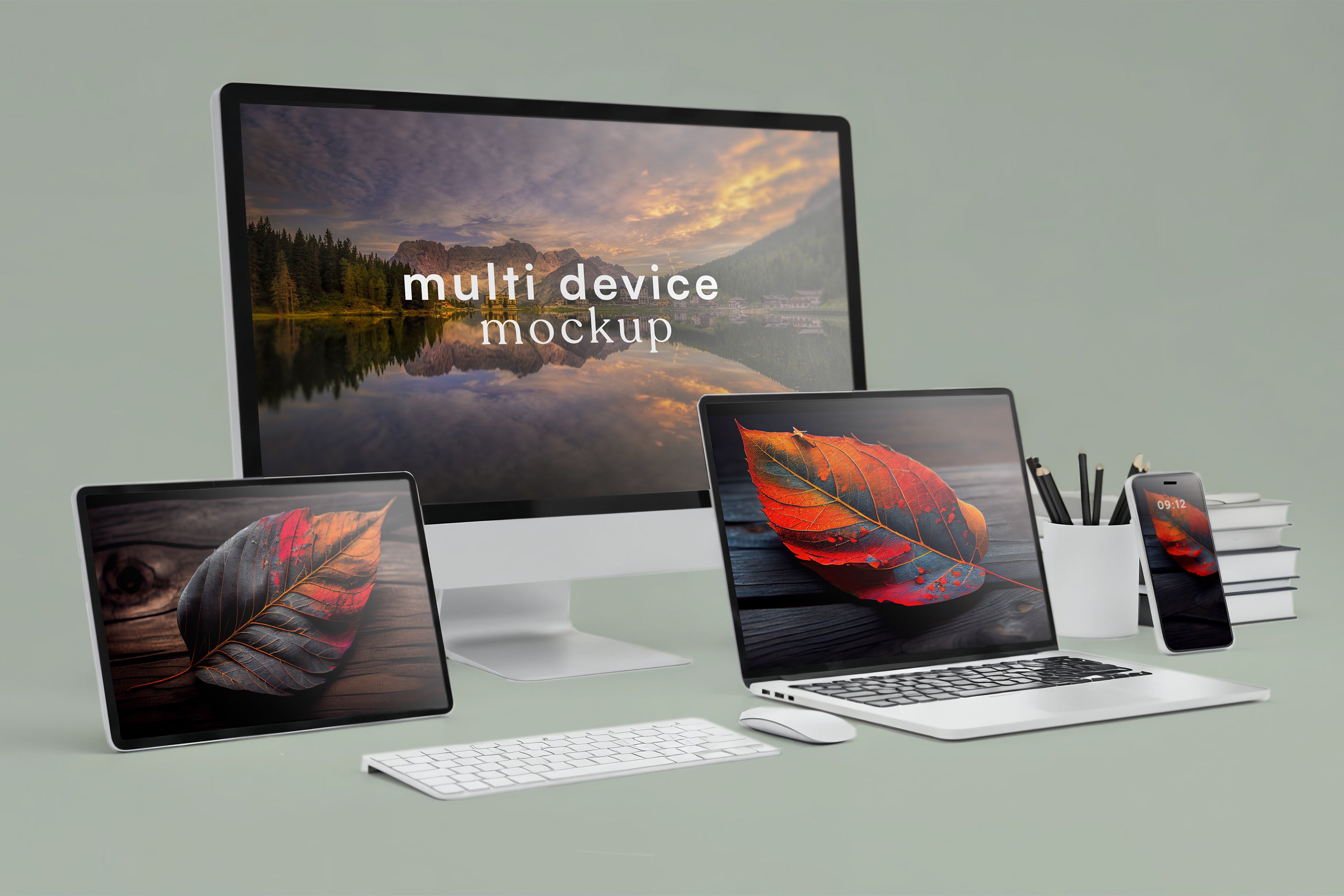 Multi screen UI presentation mockup for web and app design