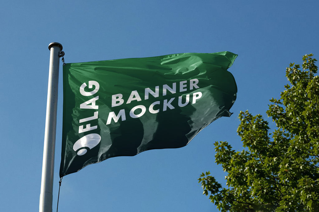 Free Outdoor Flag Banner Mockup