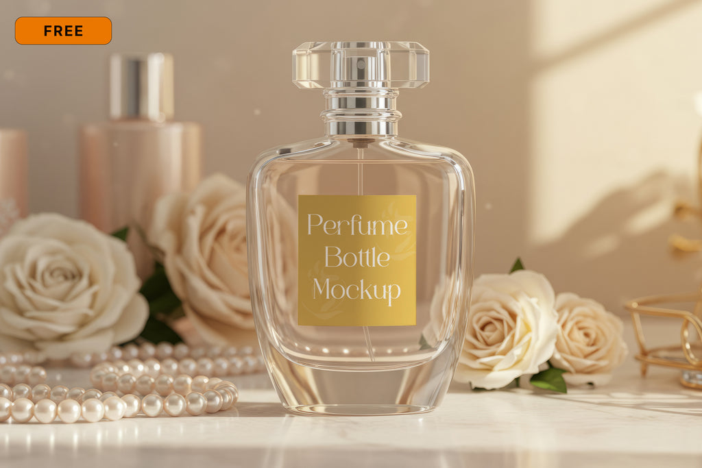 Free Perfume Bottle on Vanity Mockup