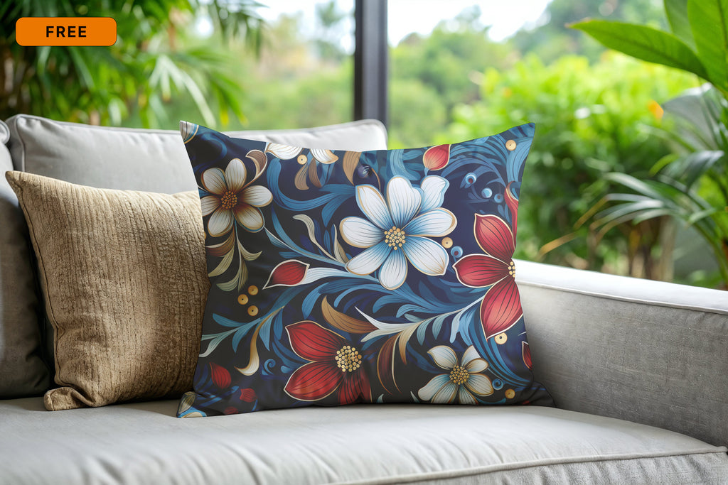 Free Pillow on Sofa Mockup