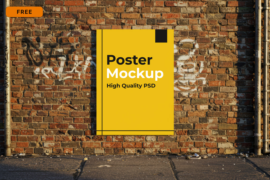 Free Poster on Graffiti Wall Mockup