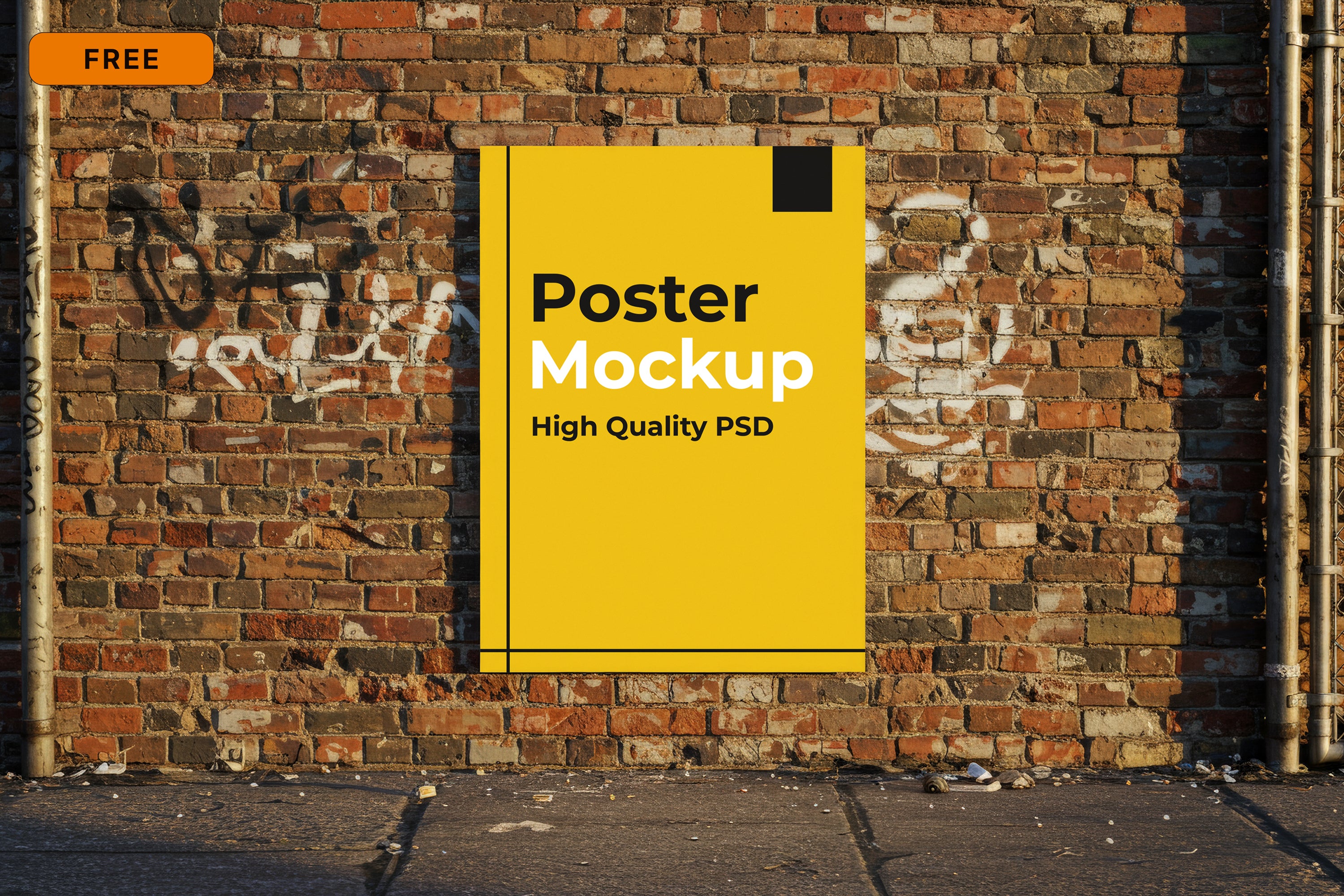 Free Poster on Graffiti Wall Mockup