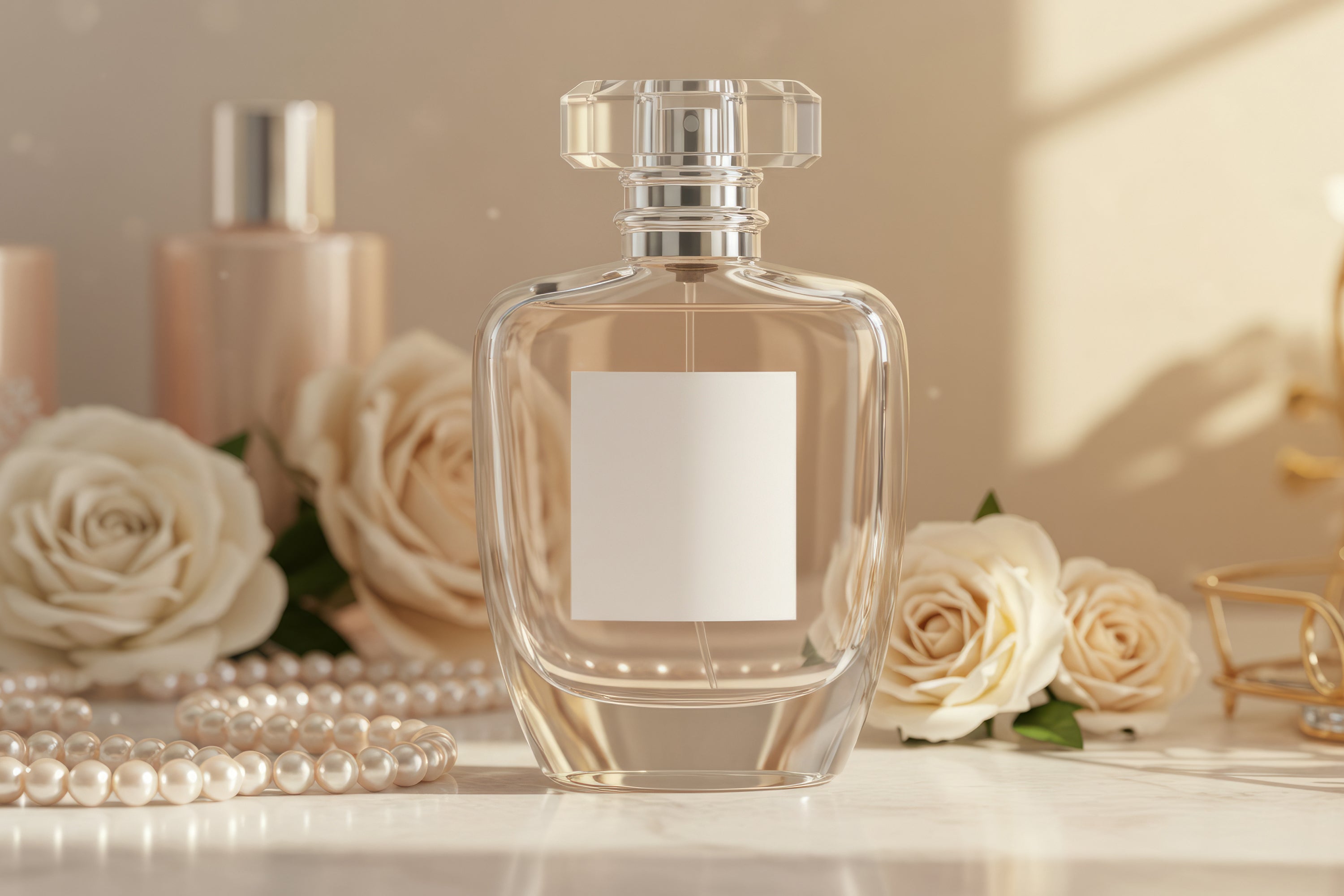 Free Perfume Bottle on Vanity Mockup