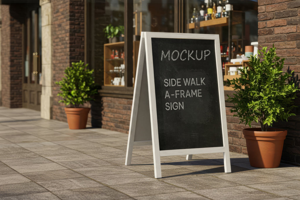 Free Side Walk A-Frame Sign Mockup