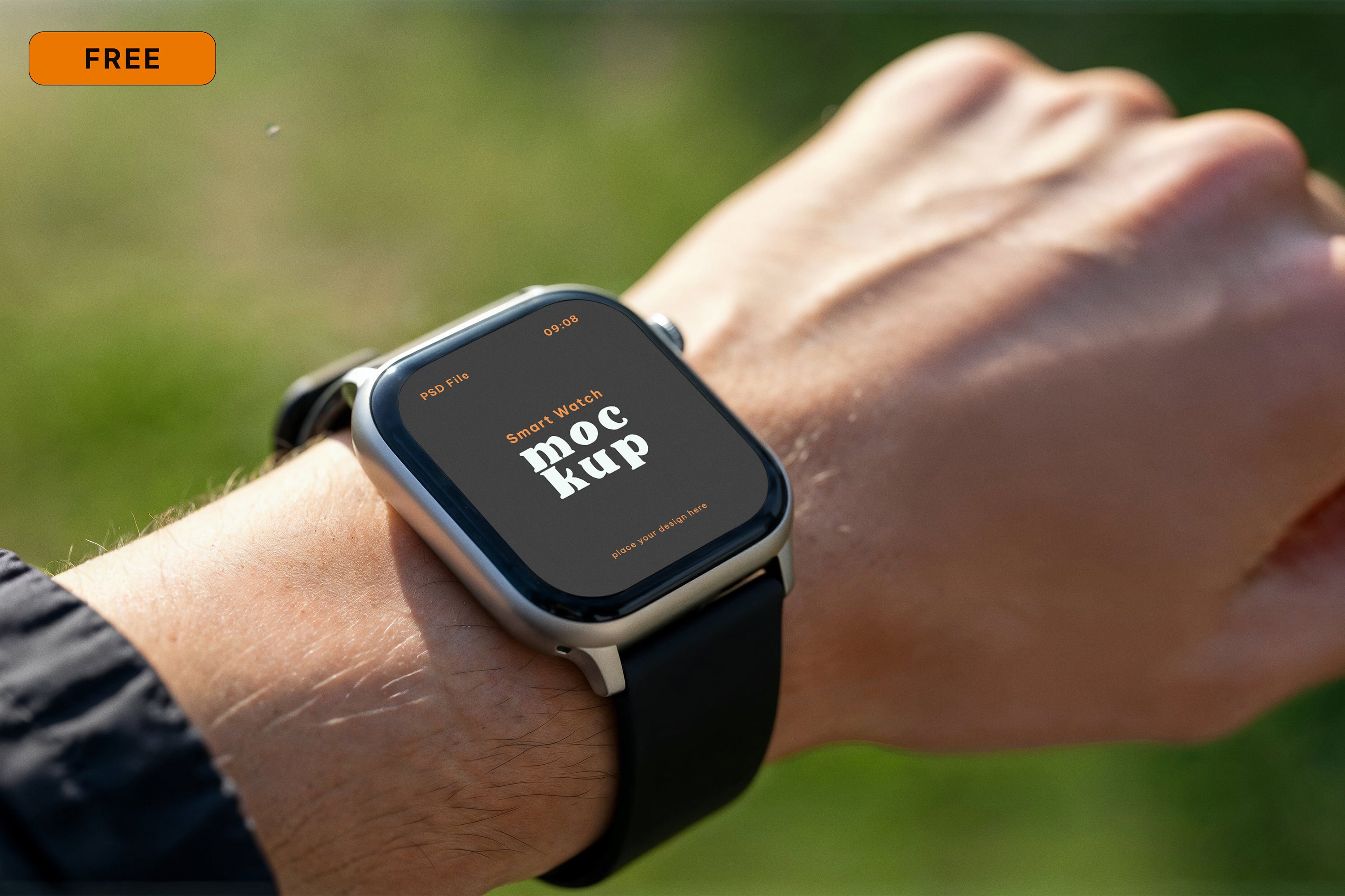 Free Smart Watch on Wrist Mockup