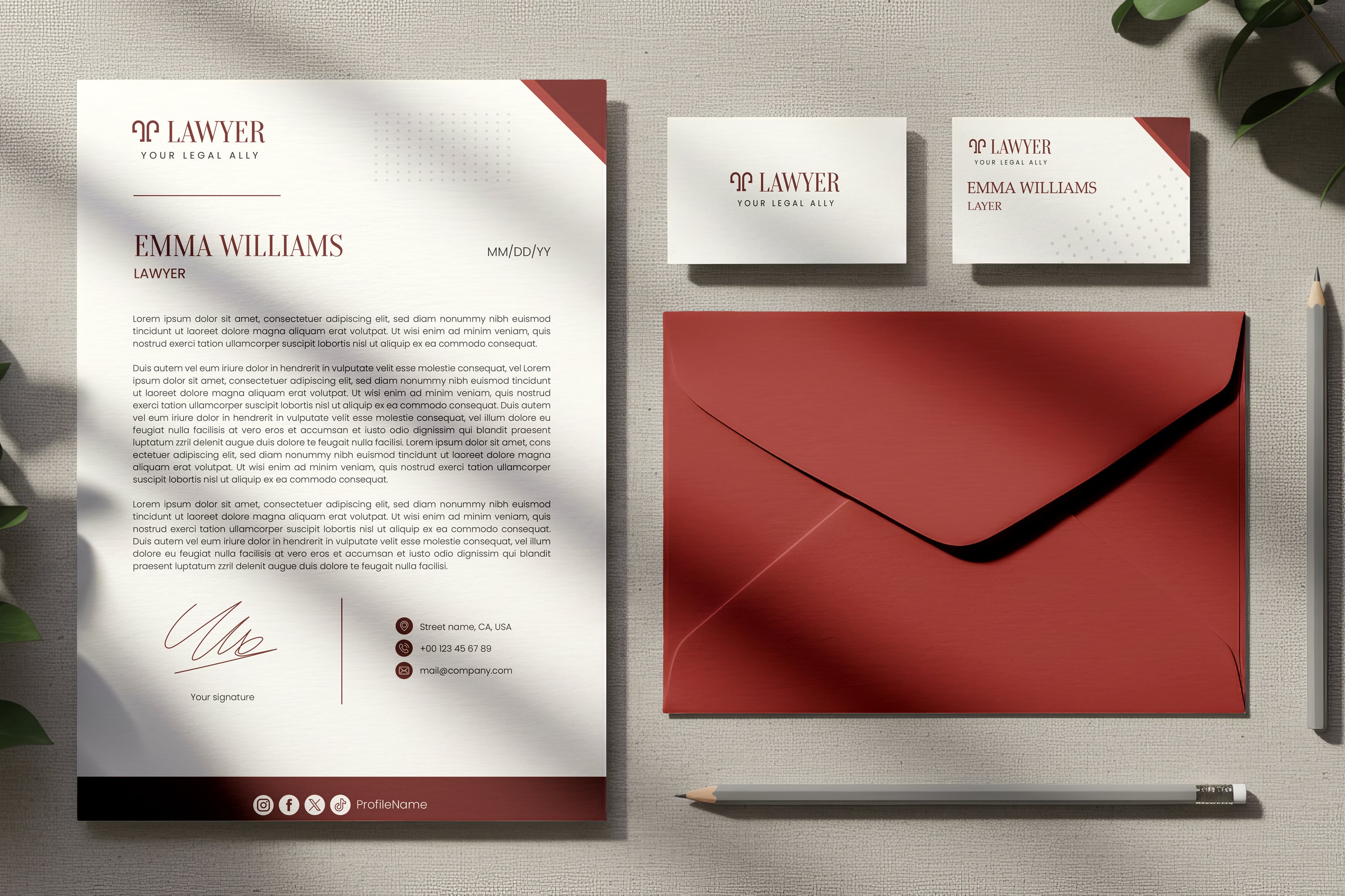 Free Complete Stationery Set Arrangement Mockup